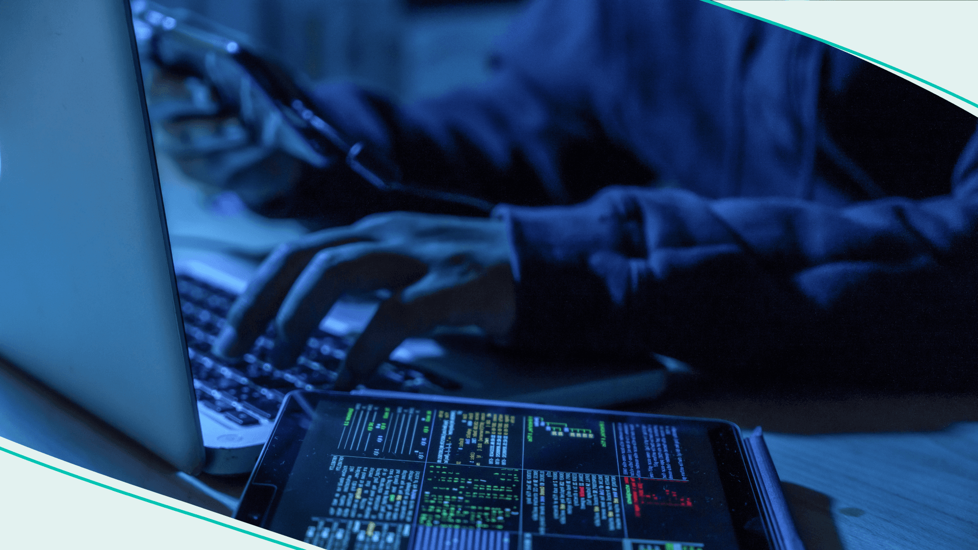 Payments System Hacking. Online Credit Cards Payment Security Concept. Hacker in Black Gloves Hacking the System.