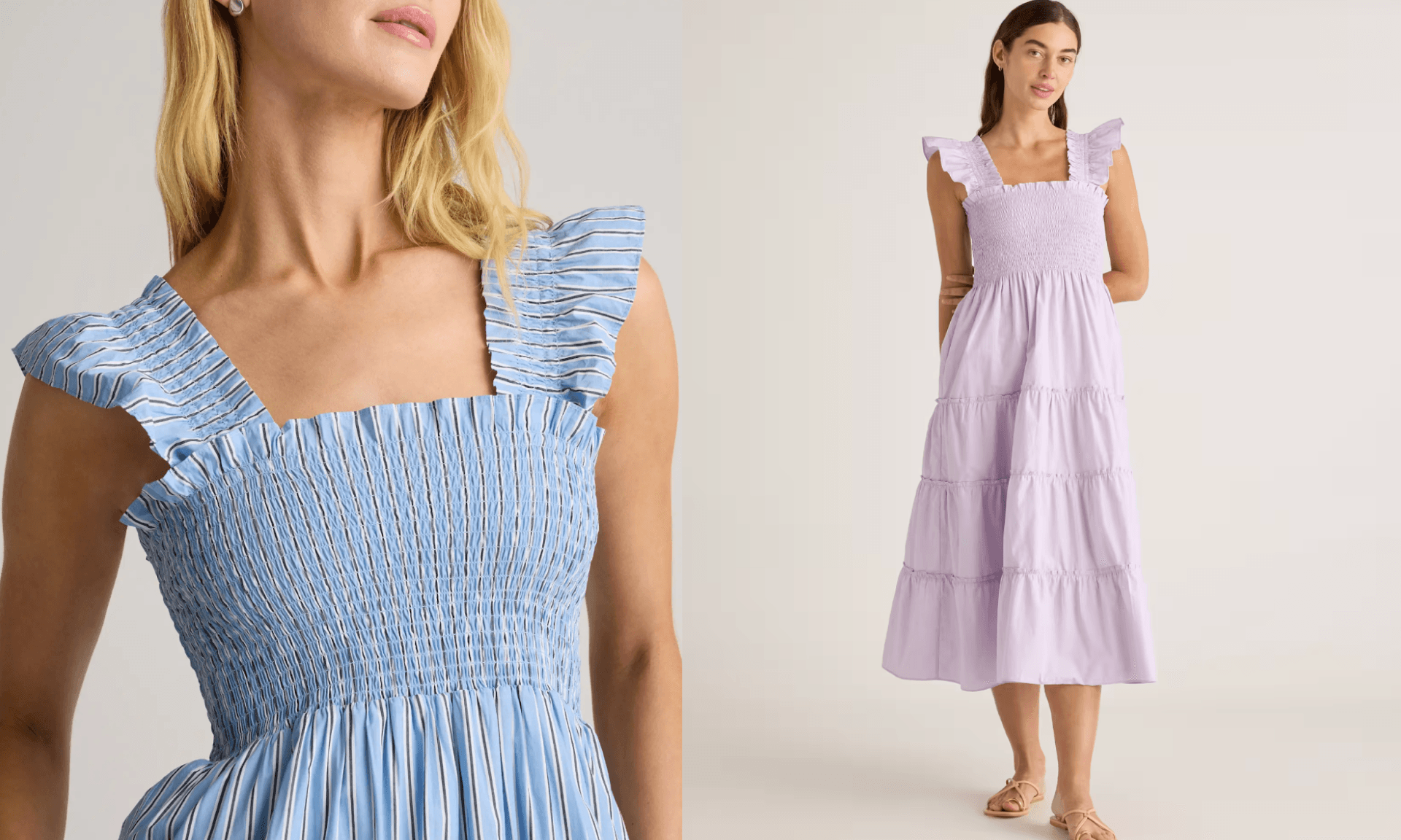 100% Organic Cotton Poplin Smocked Midi Dress