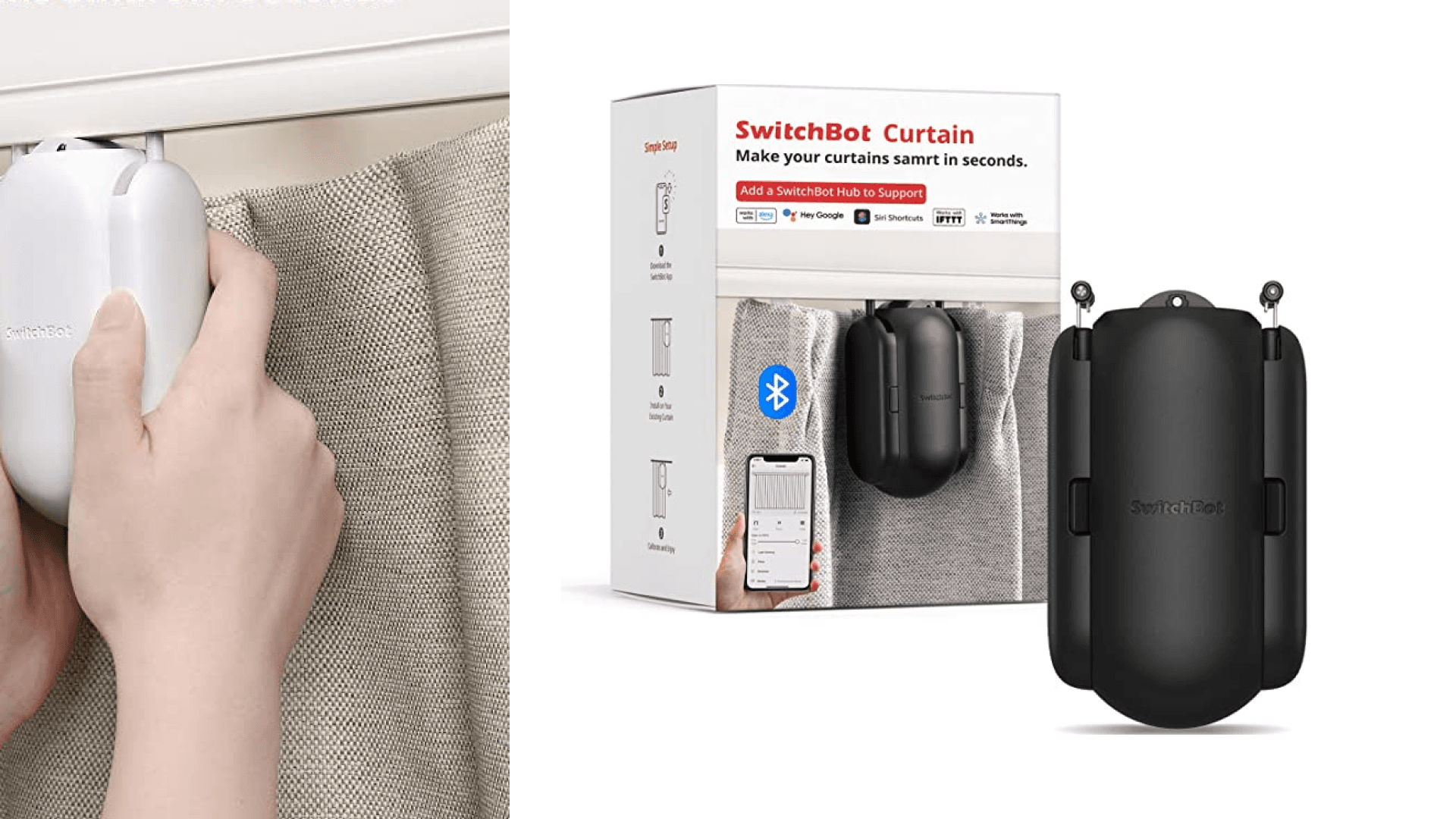 phone-controlled motor that opens and closes curtains automatically