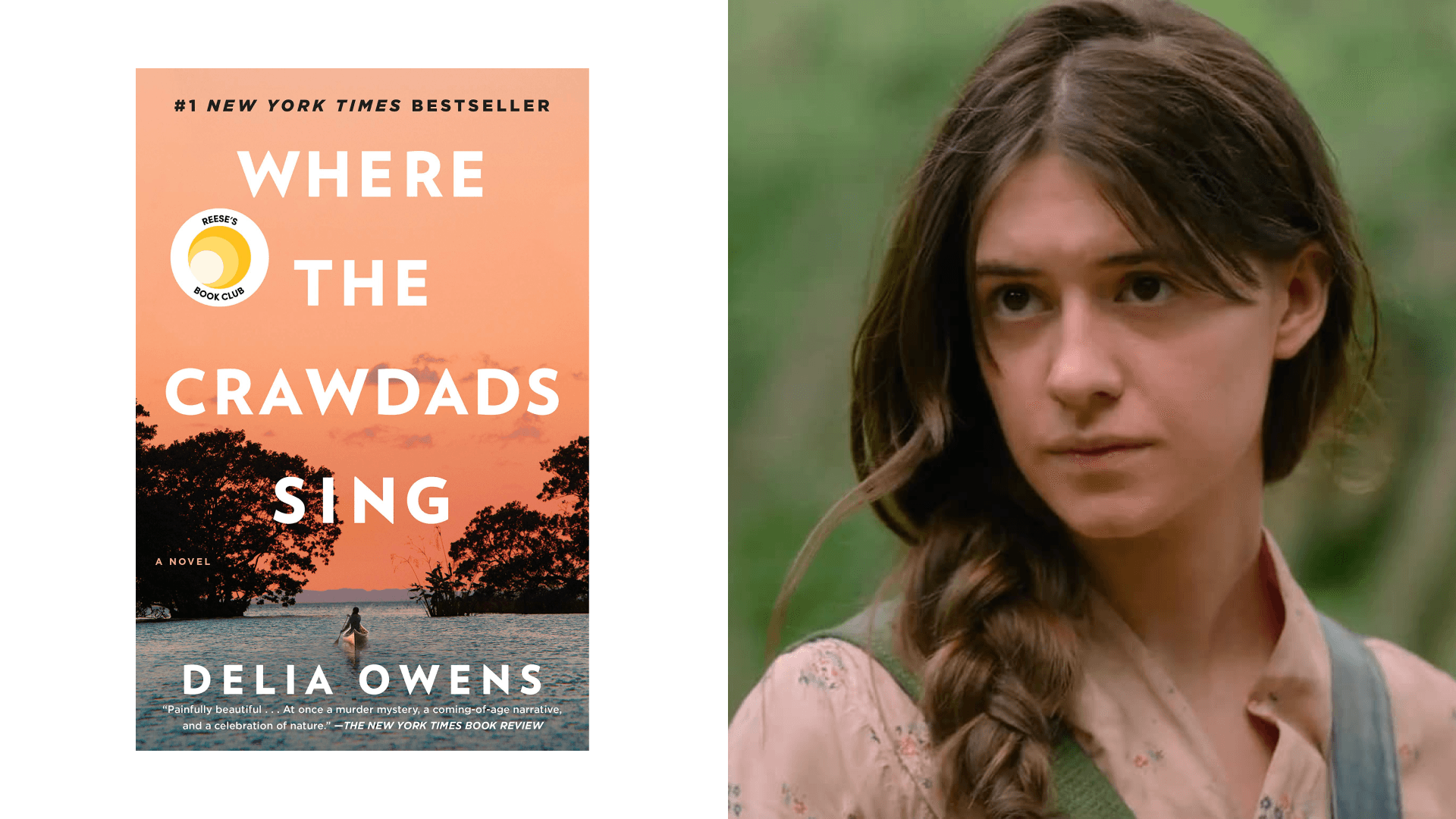 Picture of Novel next to photo of lead actress