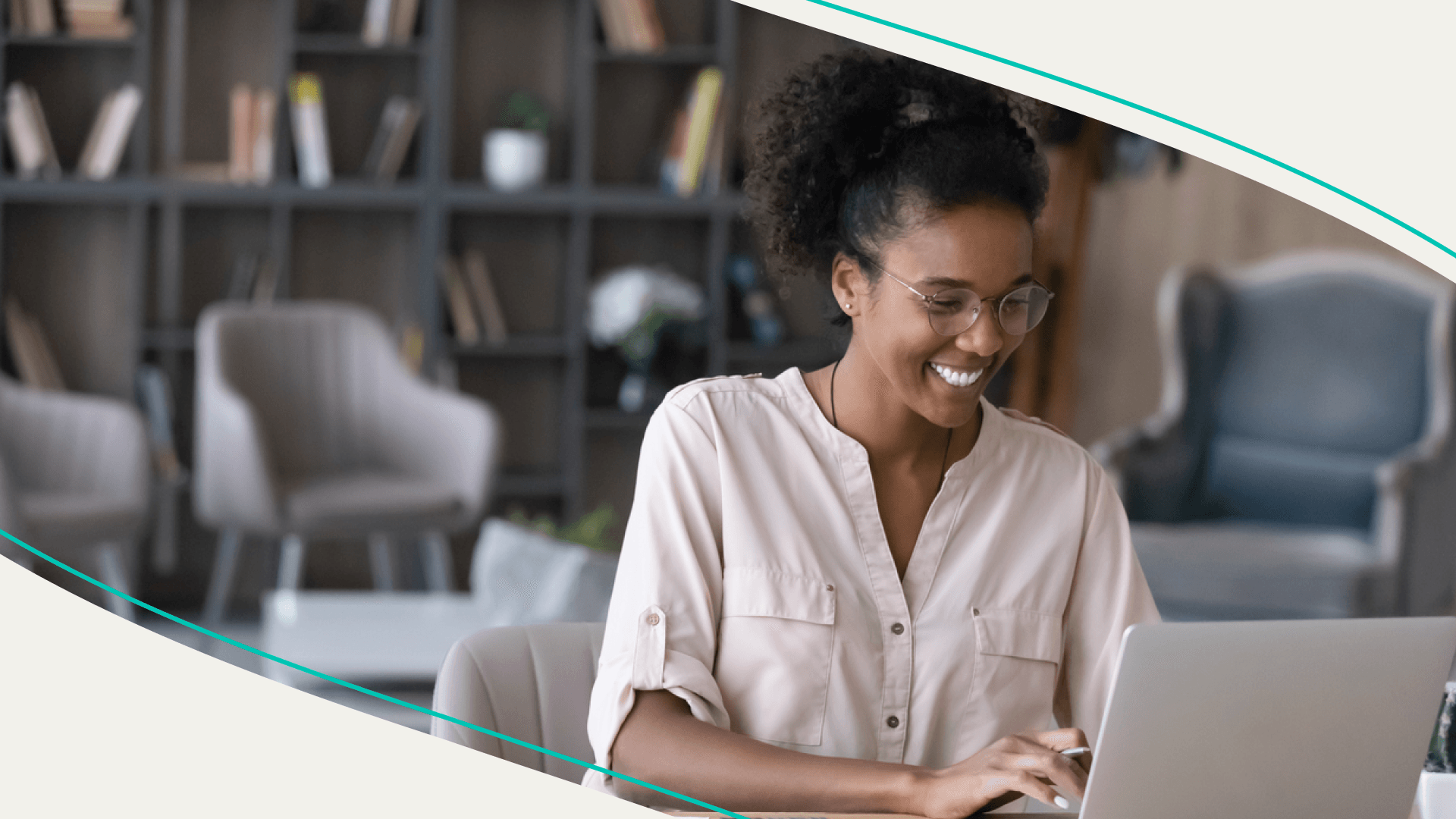 accessibility, woman smiling while using laptop