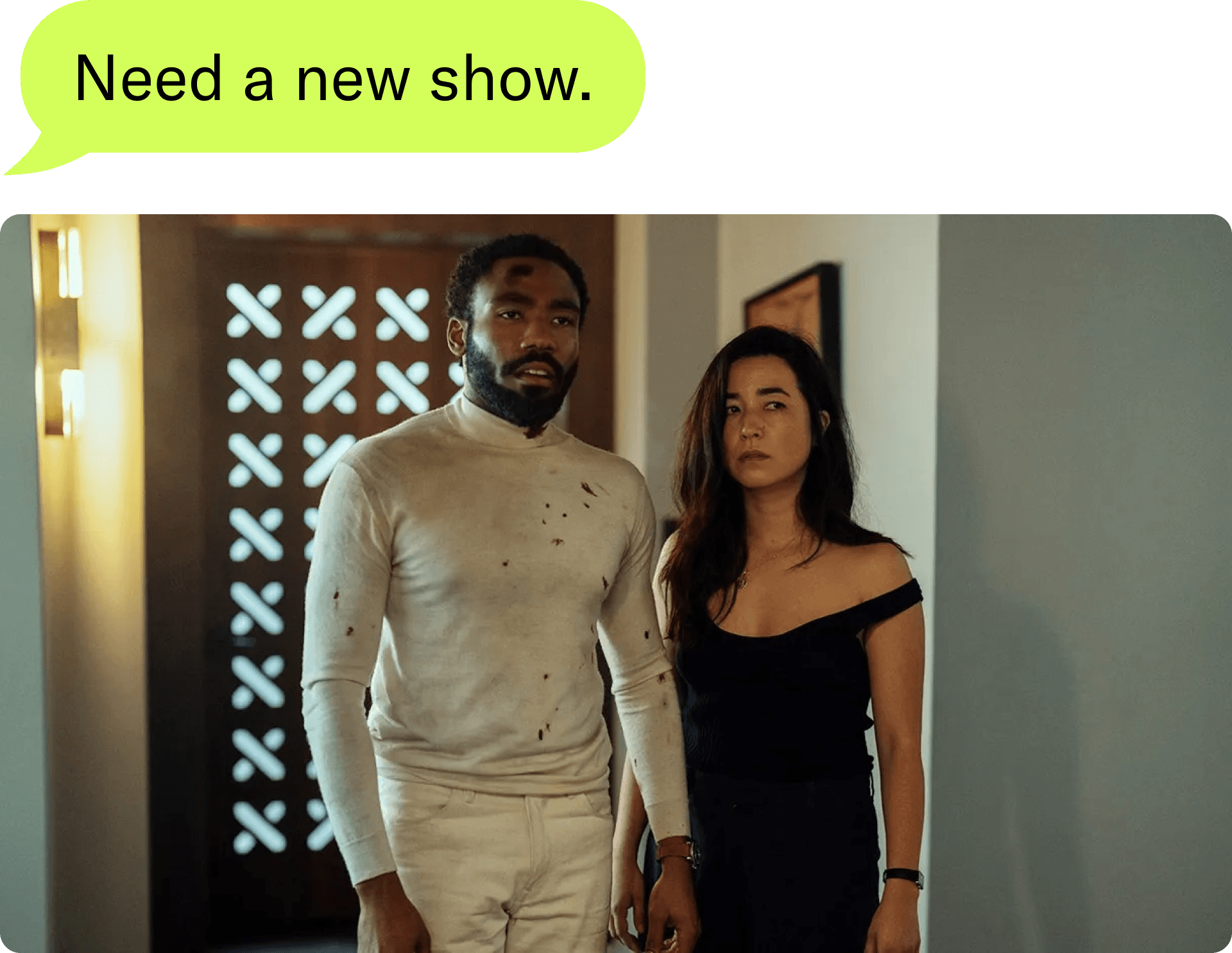 Donald Glover and Maya Erskine