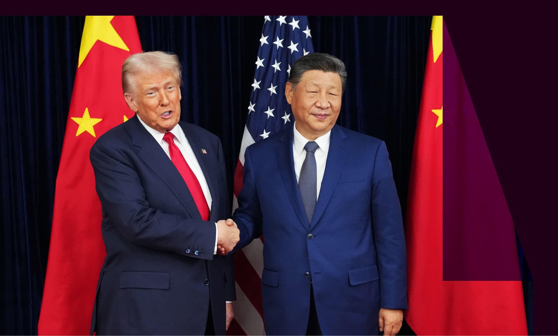 President Trump and Chinese President Xi Jinping shaking hands