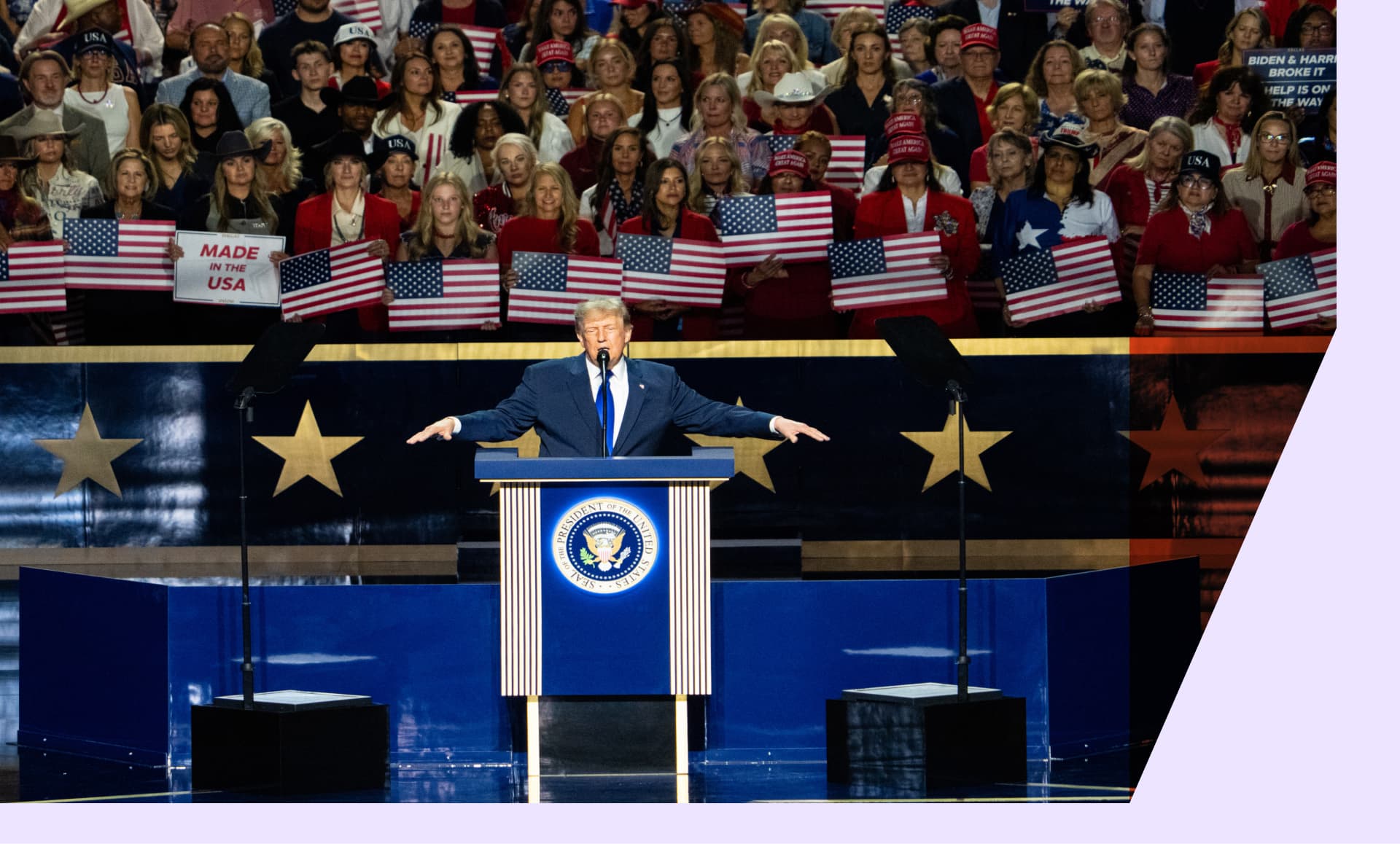 President Donald Trump speaks to the Republican Midterm Convention at the American Airlines Center in downtown Dallas on Wednesday, September 9, 2026.