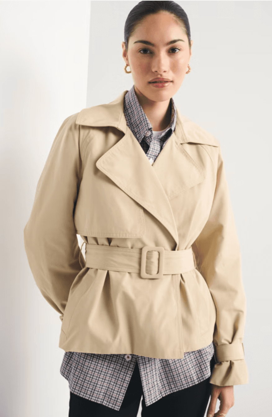abercrombie cropped trench coat