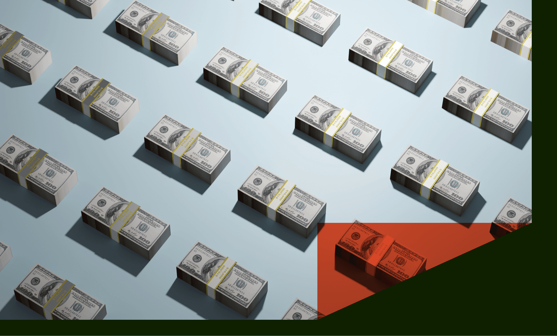 Stack of American 100 Dollars ,3D render