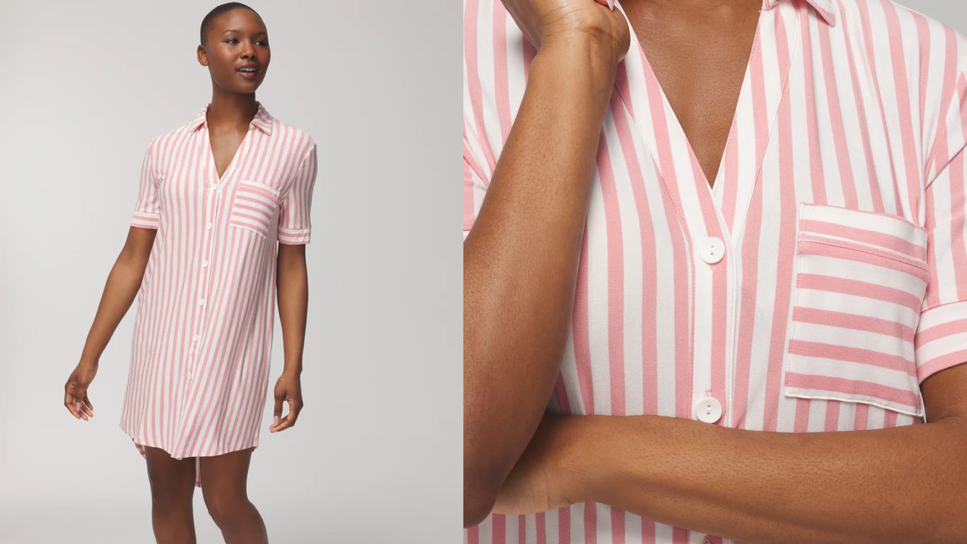 striped pink sleep shirt