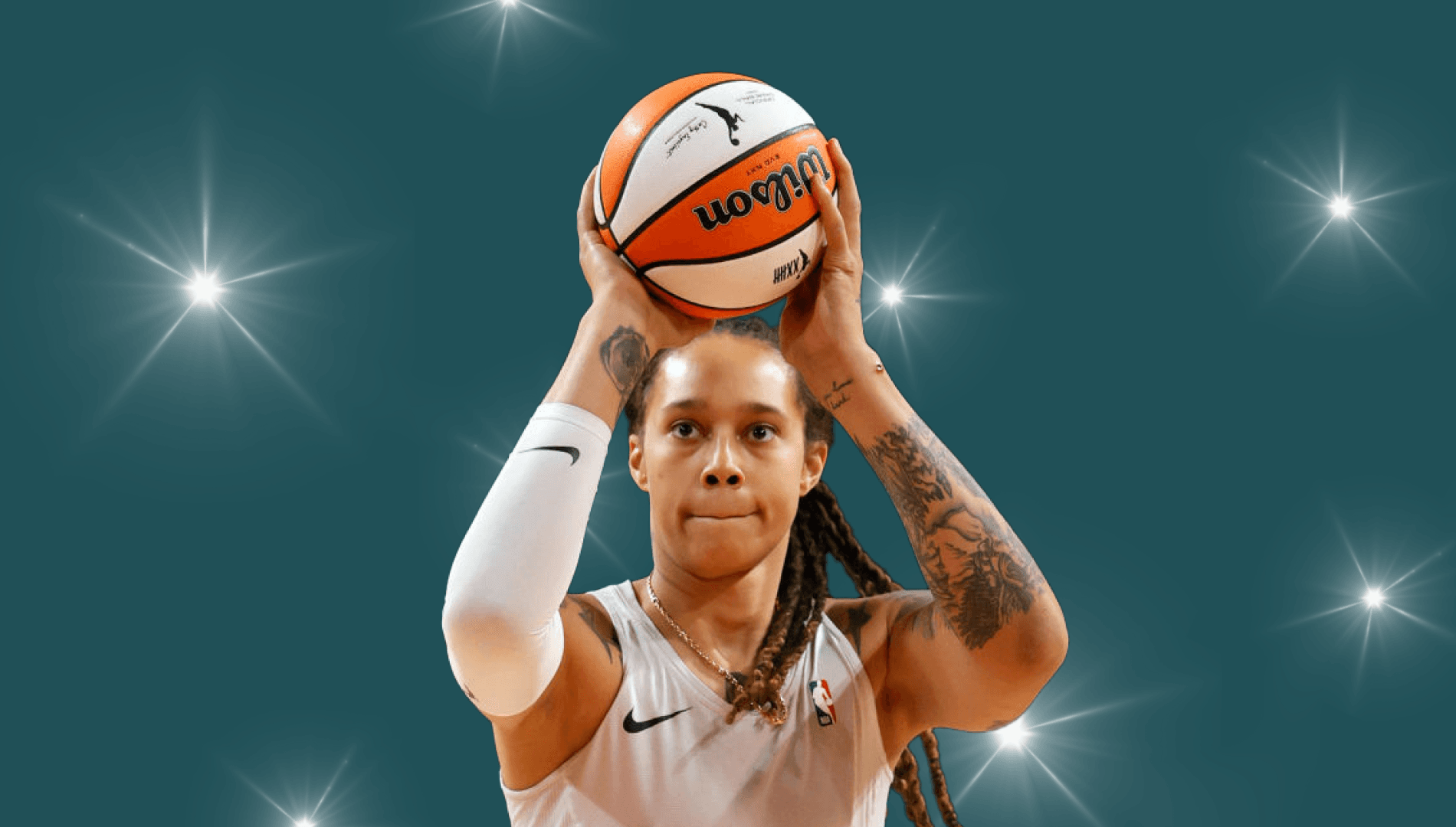 WNBA star Brittney Griner shooting a basketball