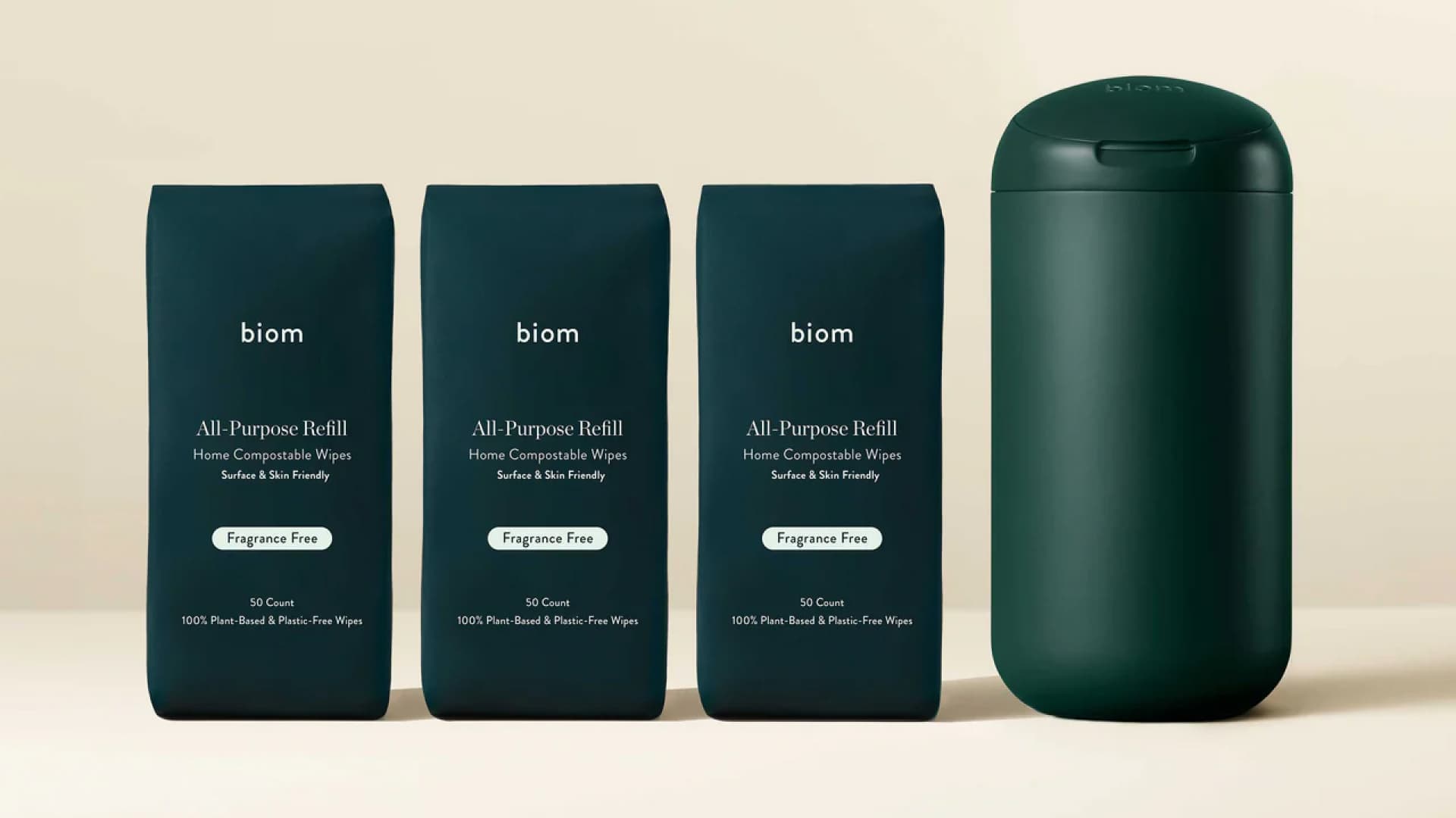 Plastic-free disinfectant wipes