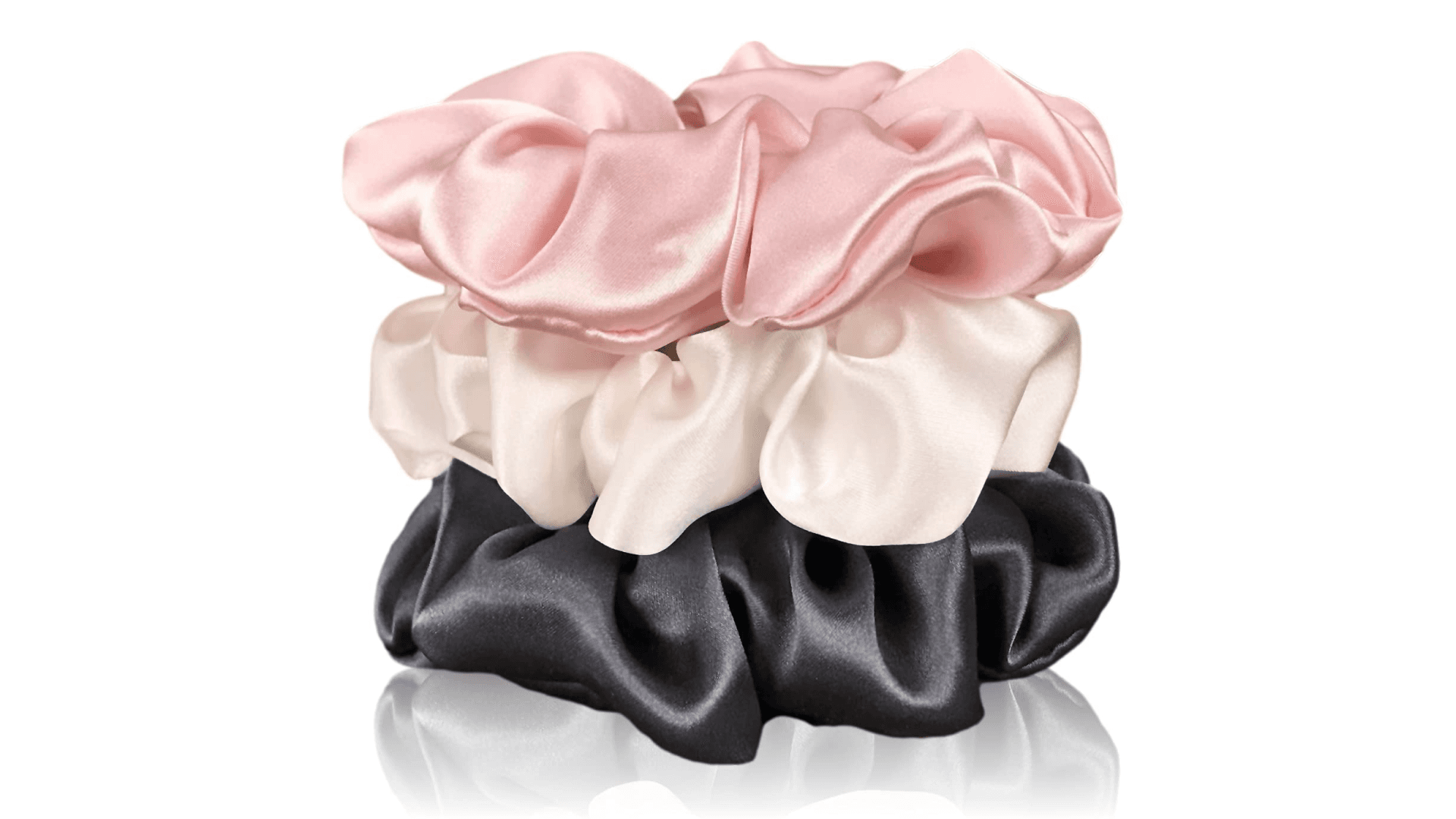 Celestial Silk Mulberry Silk Scrunchies for Hair (Charcoal, Pink, Ivory)