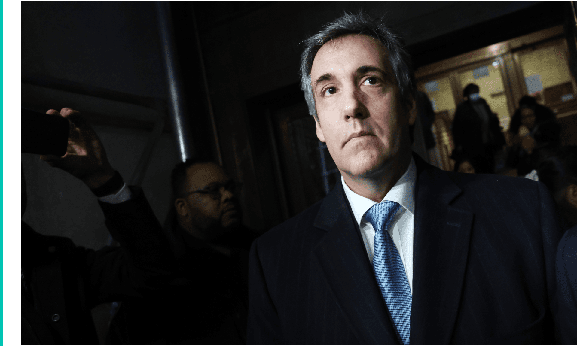 Former Donald Trump lawyer and loyalist Michael Cohen walks out of a Manhattan courthouse after testifying before a grand jury on March 13, 2023 in New York City