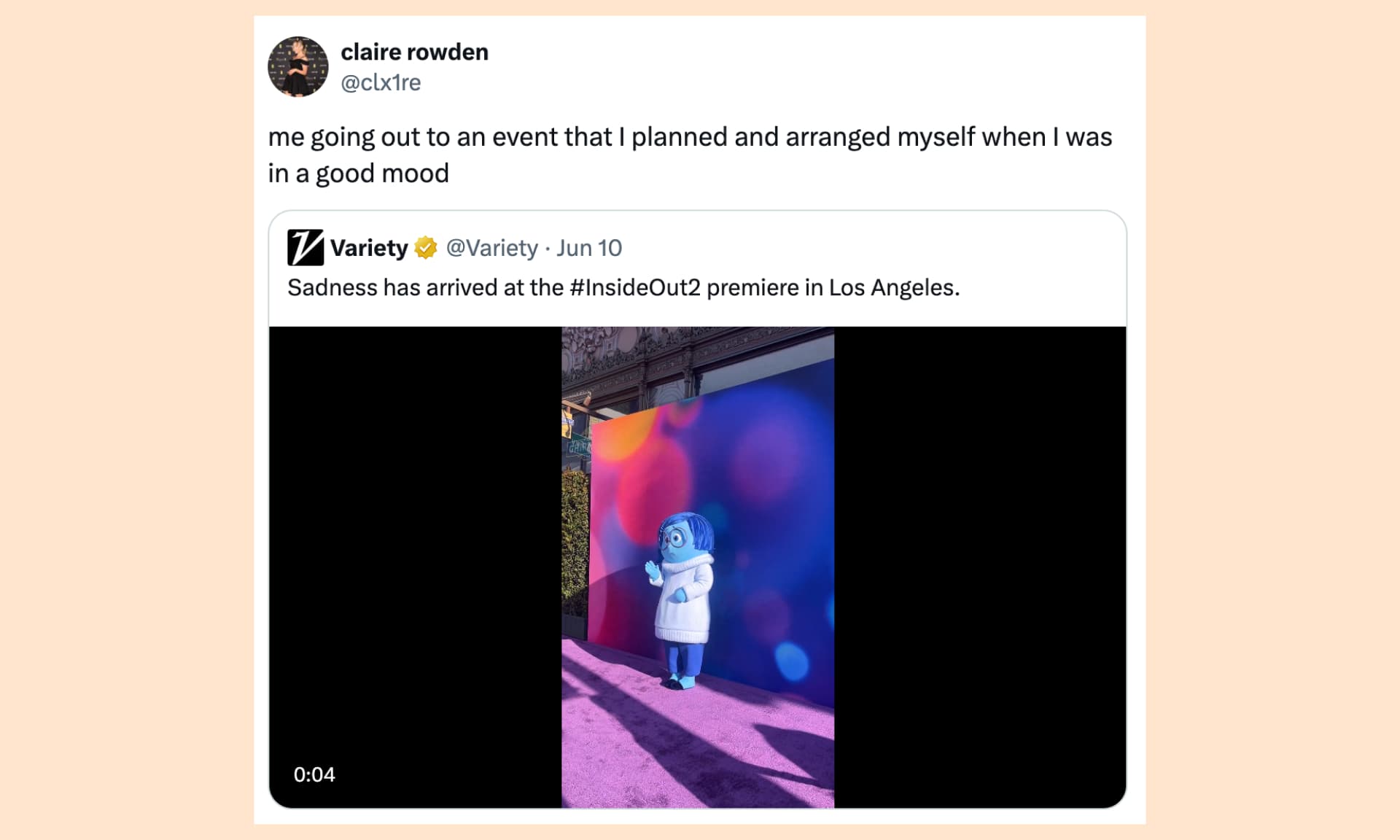 me going out to an event that I planned and arranged myself when I was in a good mood