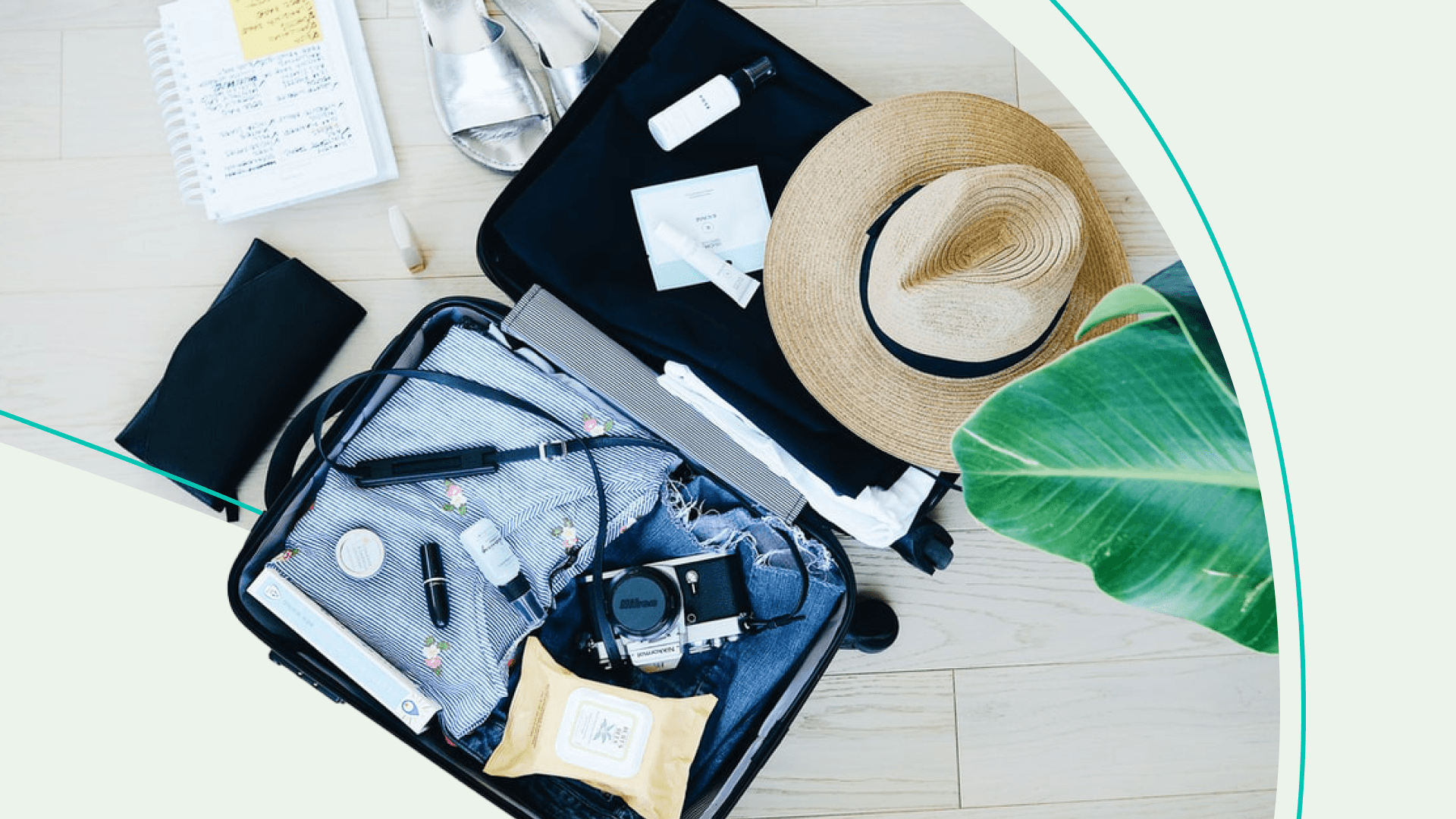 Open packed suitcase