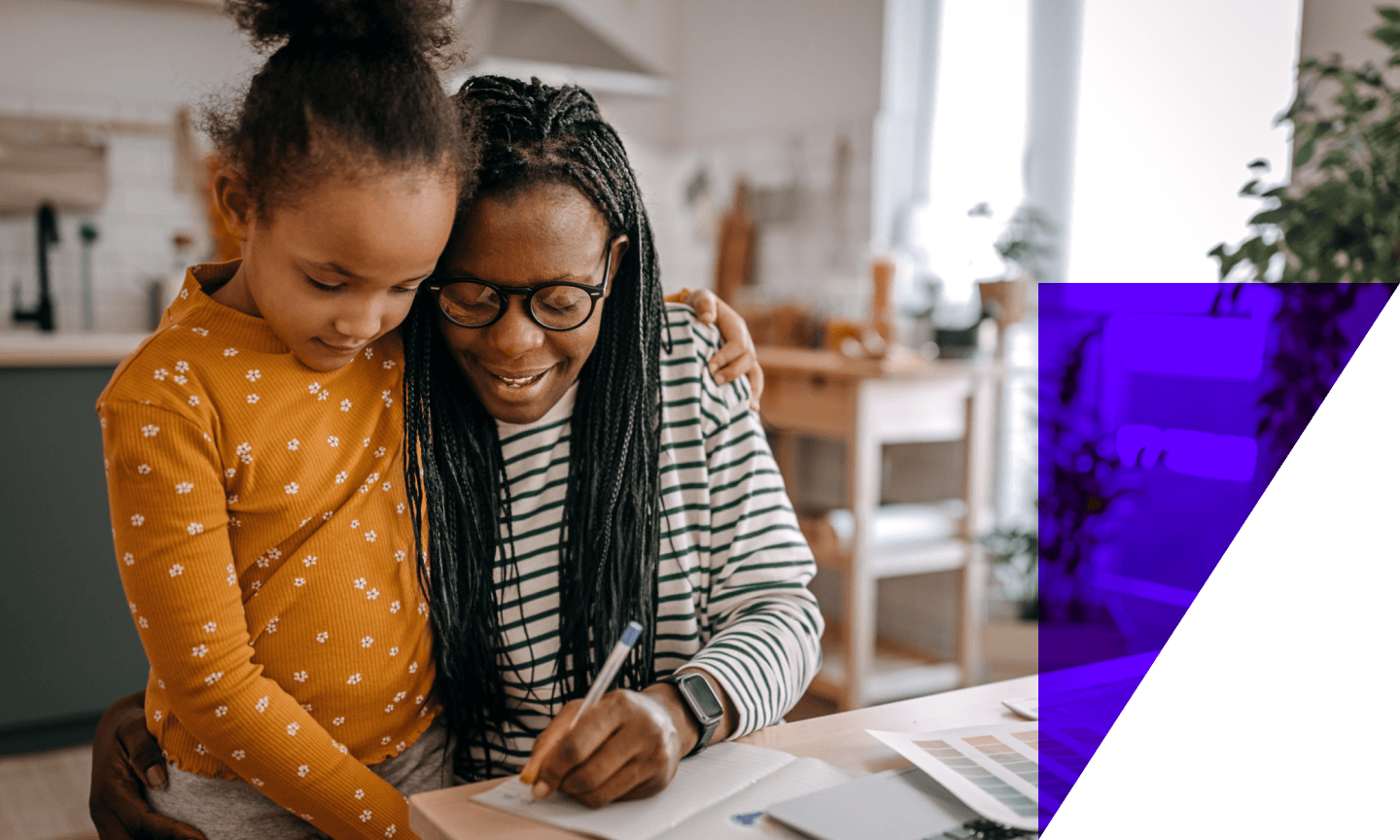woman and child at table