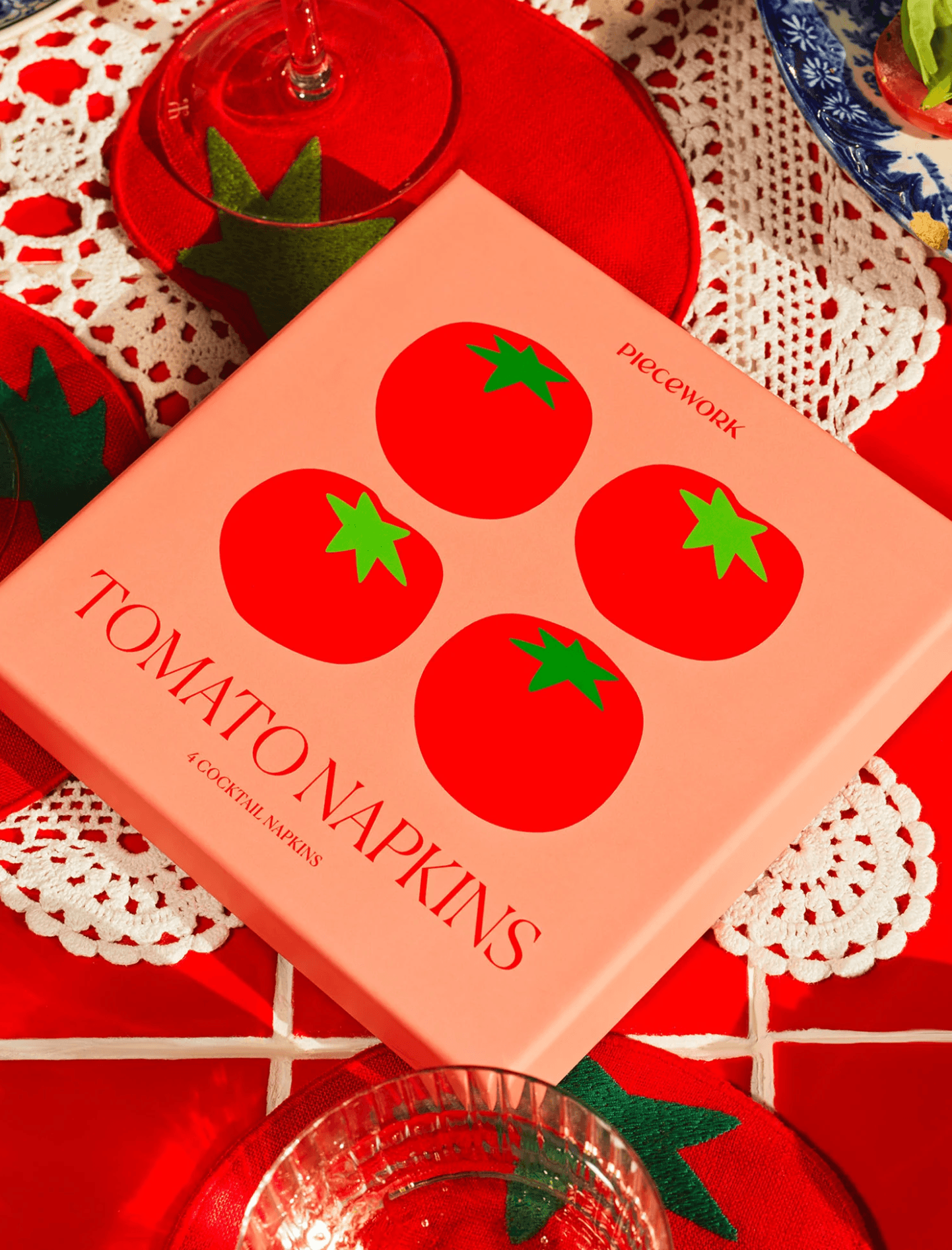 Piecework Tomato Cocktail Napkins