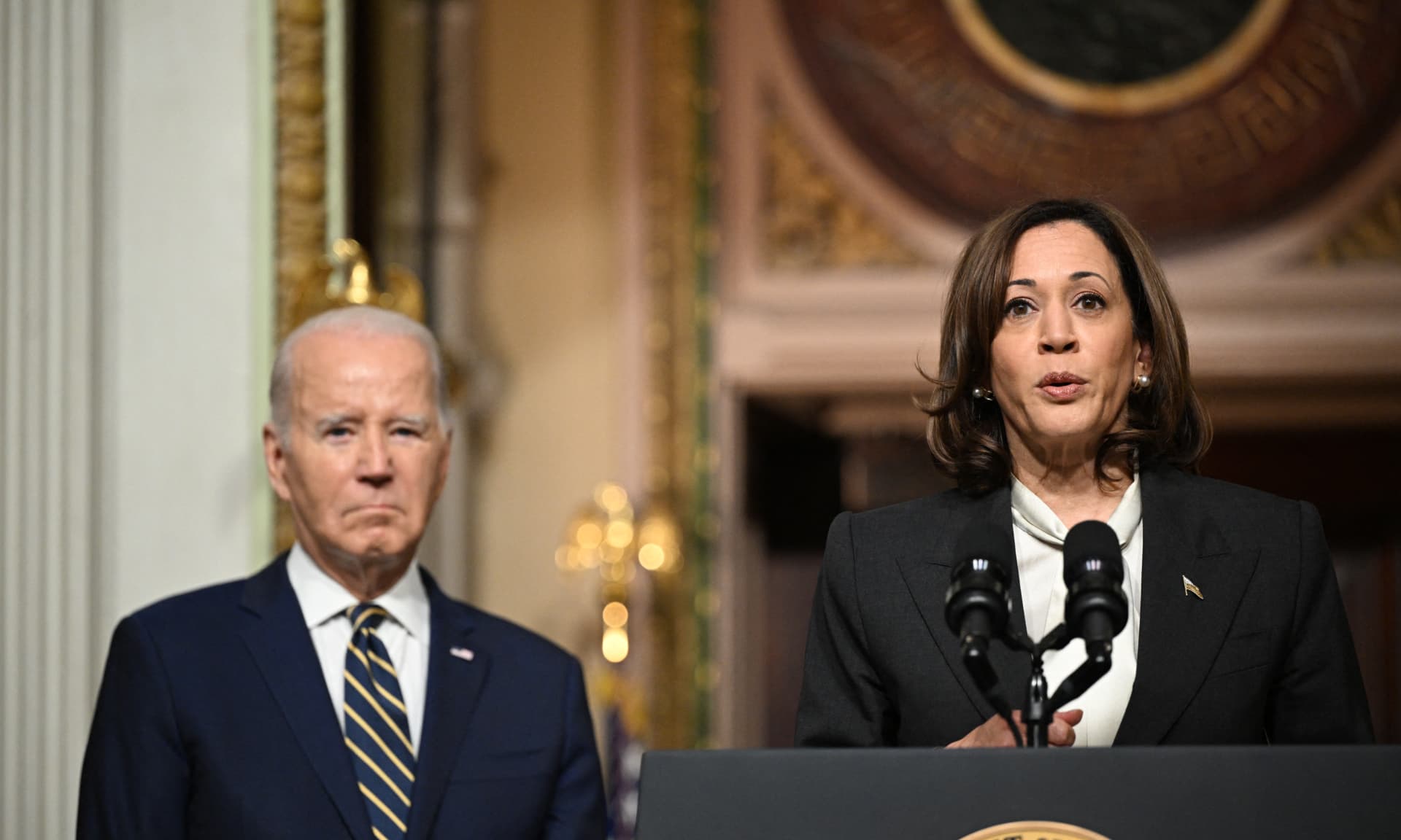 President Biden and VP Harris at a press conference