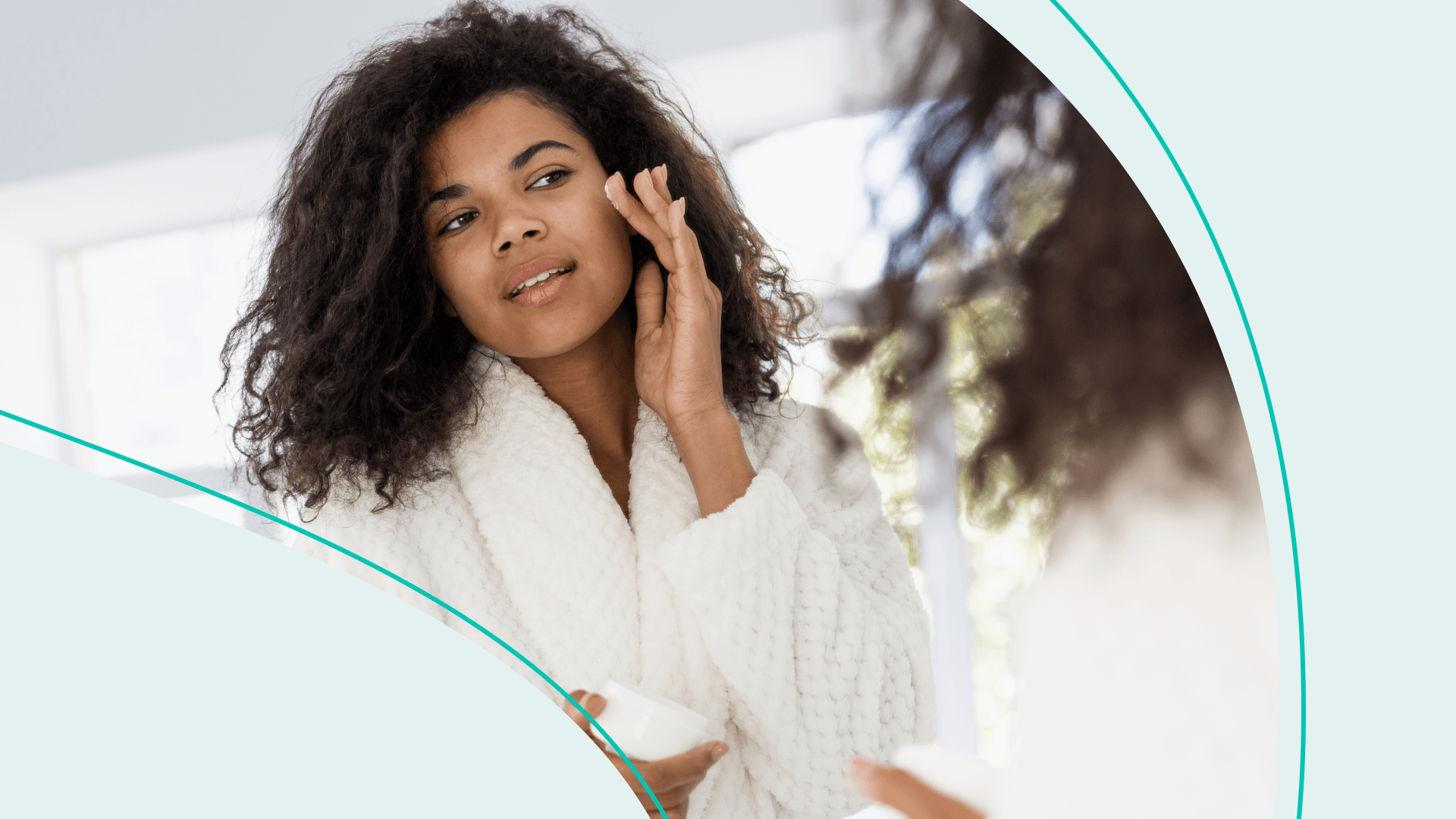 Woman applying skincare