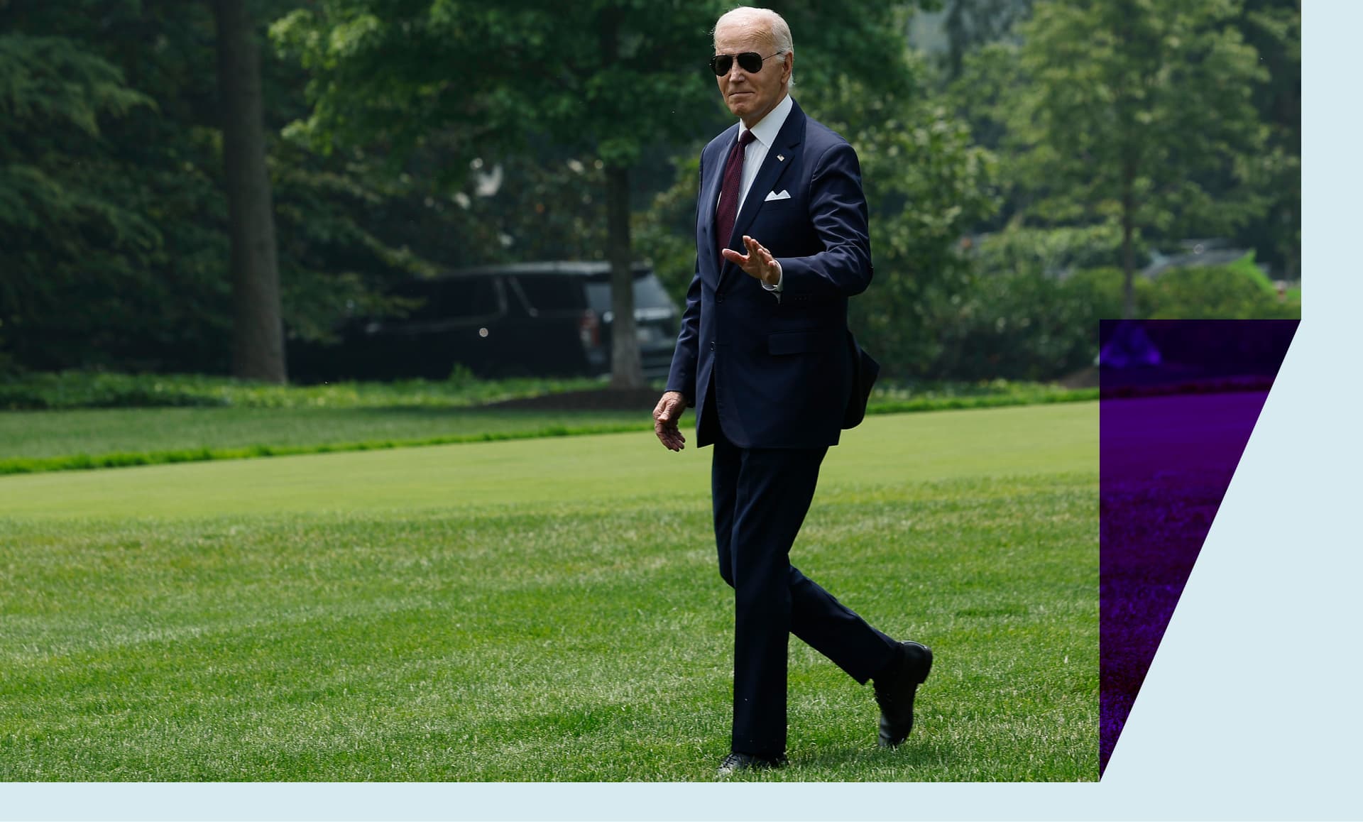 President Joe Biden walks across the South Lawn as he leaves the White House for a day trip to New York City on June 29, 2023