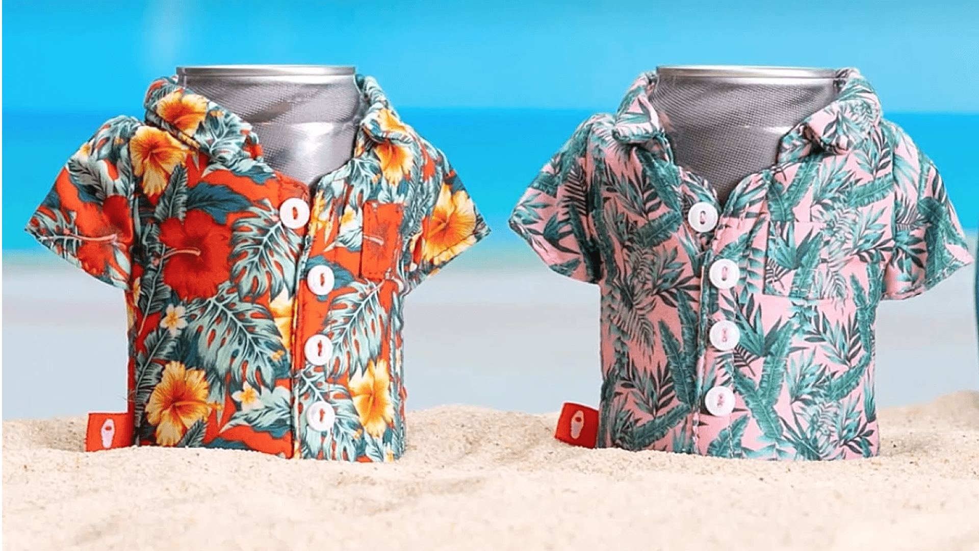 Puffin - The Aloha Shirt - Insulated 12 oz Can Cooler I Beer Bottle & Soda - Apricot Floral