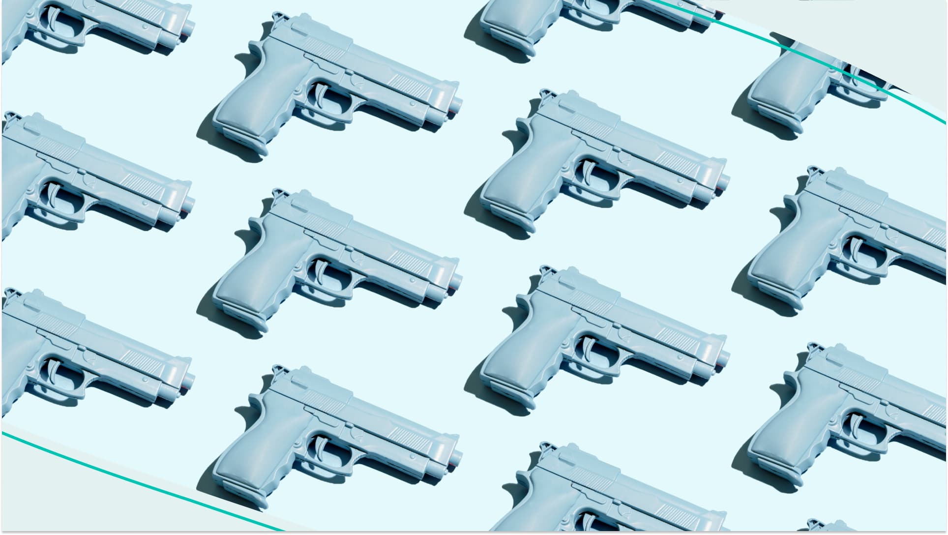 Blue Handgun On Blue Background - stock photo