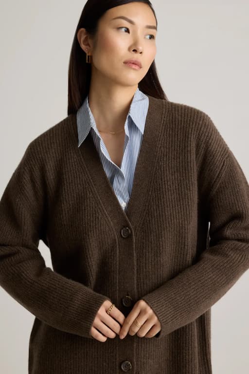 Mongolian Cashmere Oversized Boyfriend Cardigan Sweater