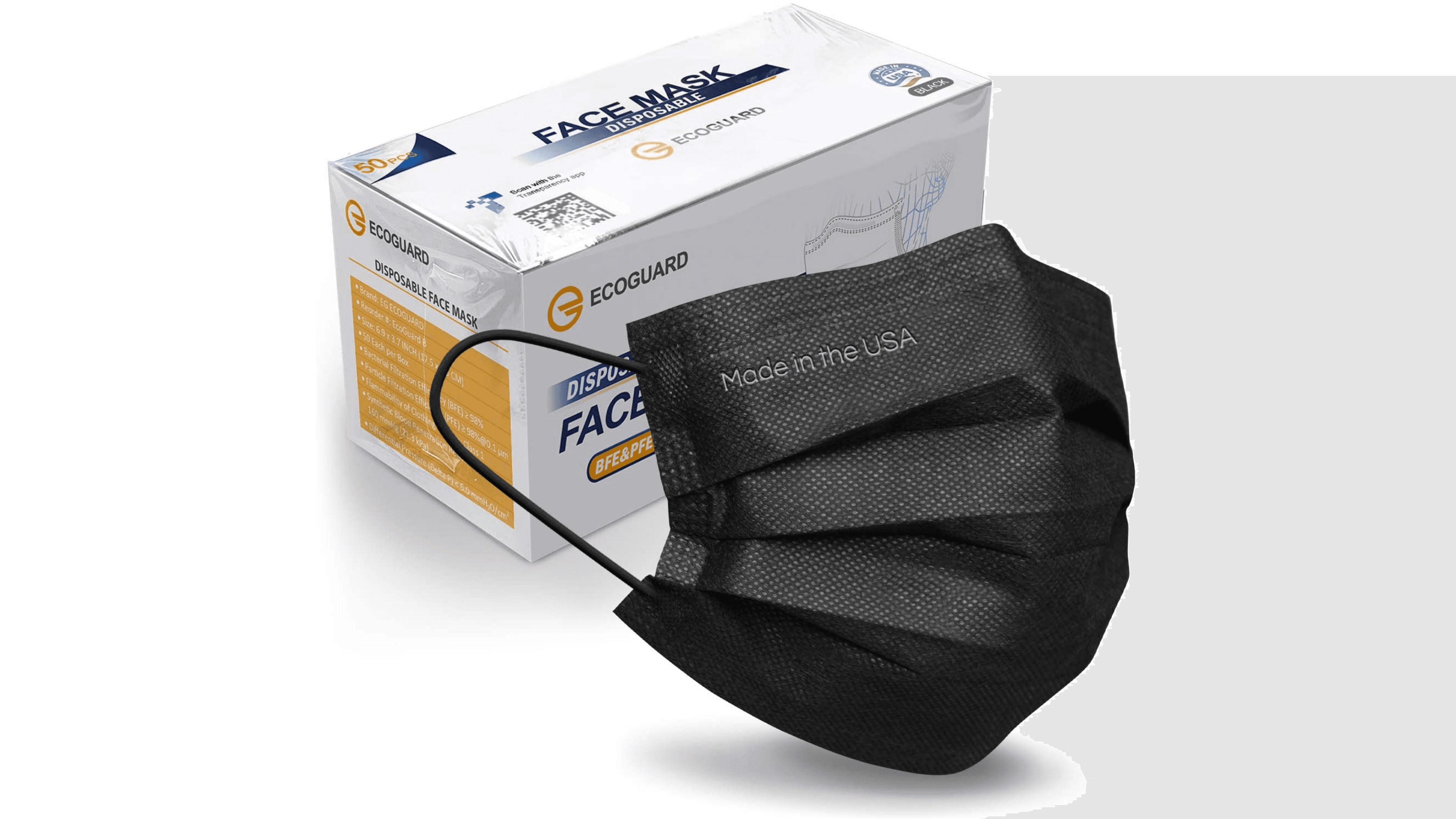 three-ply black disposable face masks