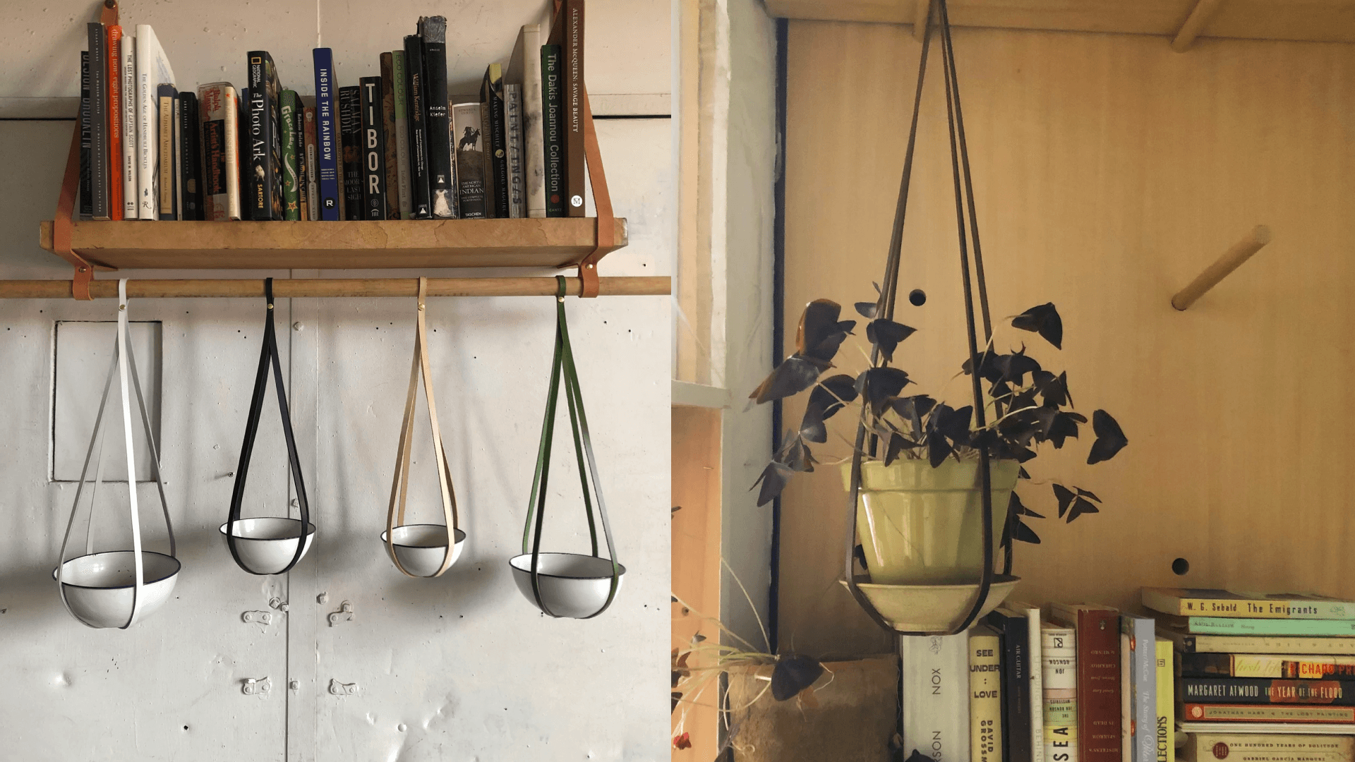 Leather plant hanger