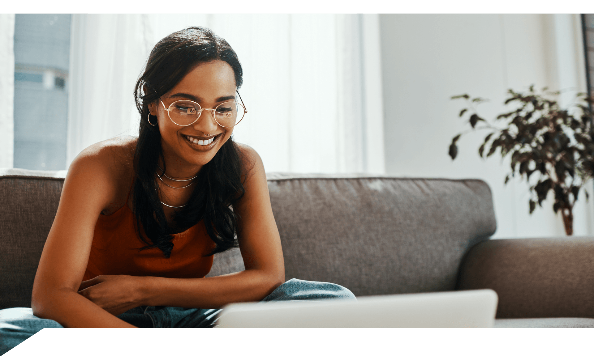 woman looking at her investments