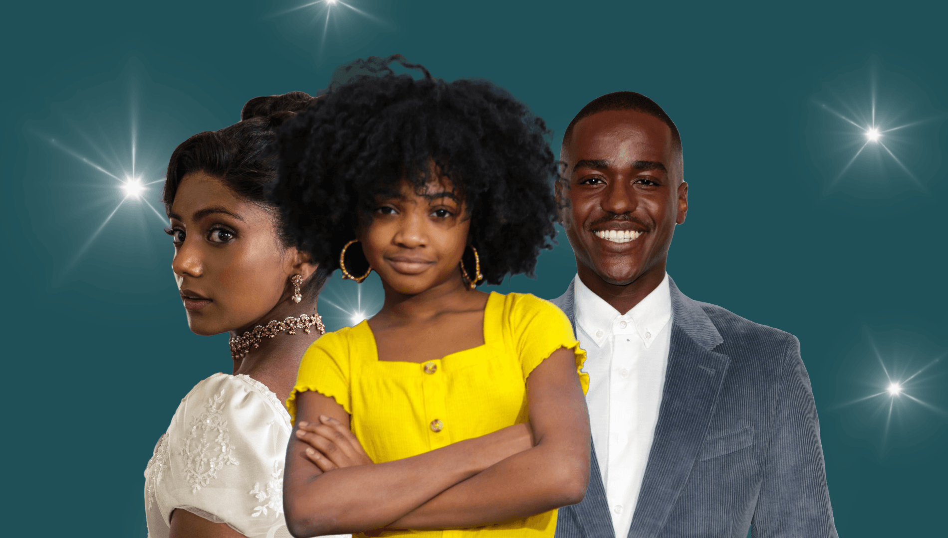 Pop Cultured with theSkimm promo image for May 17, 2022 with Leah Jeffries, Ncuti Gatwa, and Charithra Chandran.