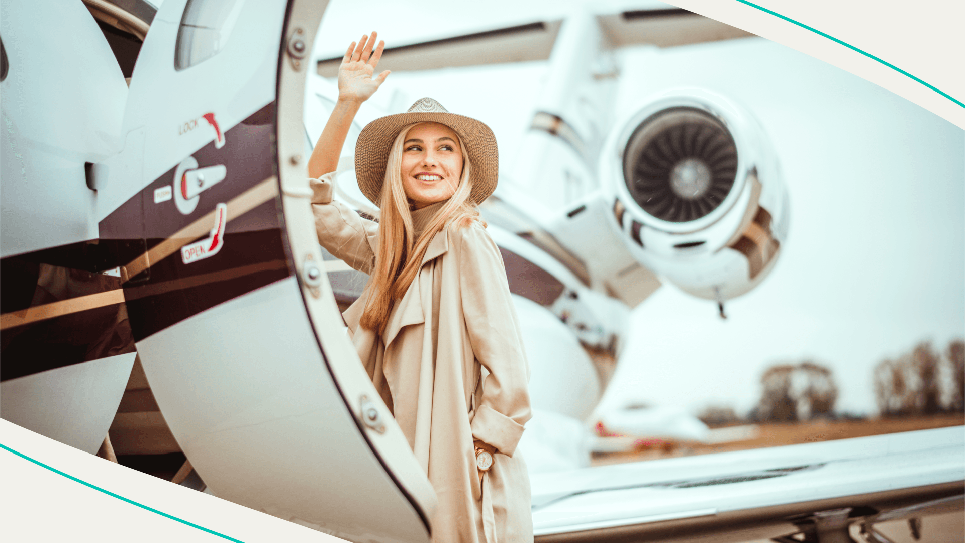 A woman boarding a plane