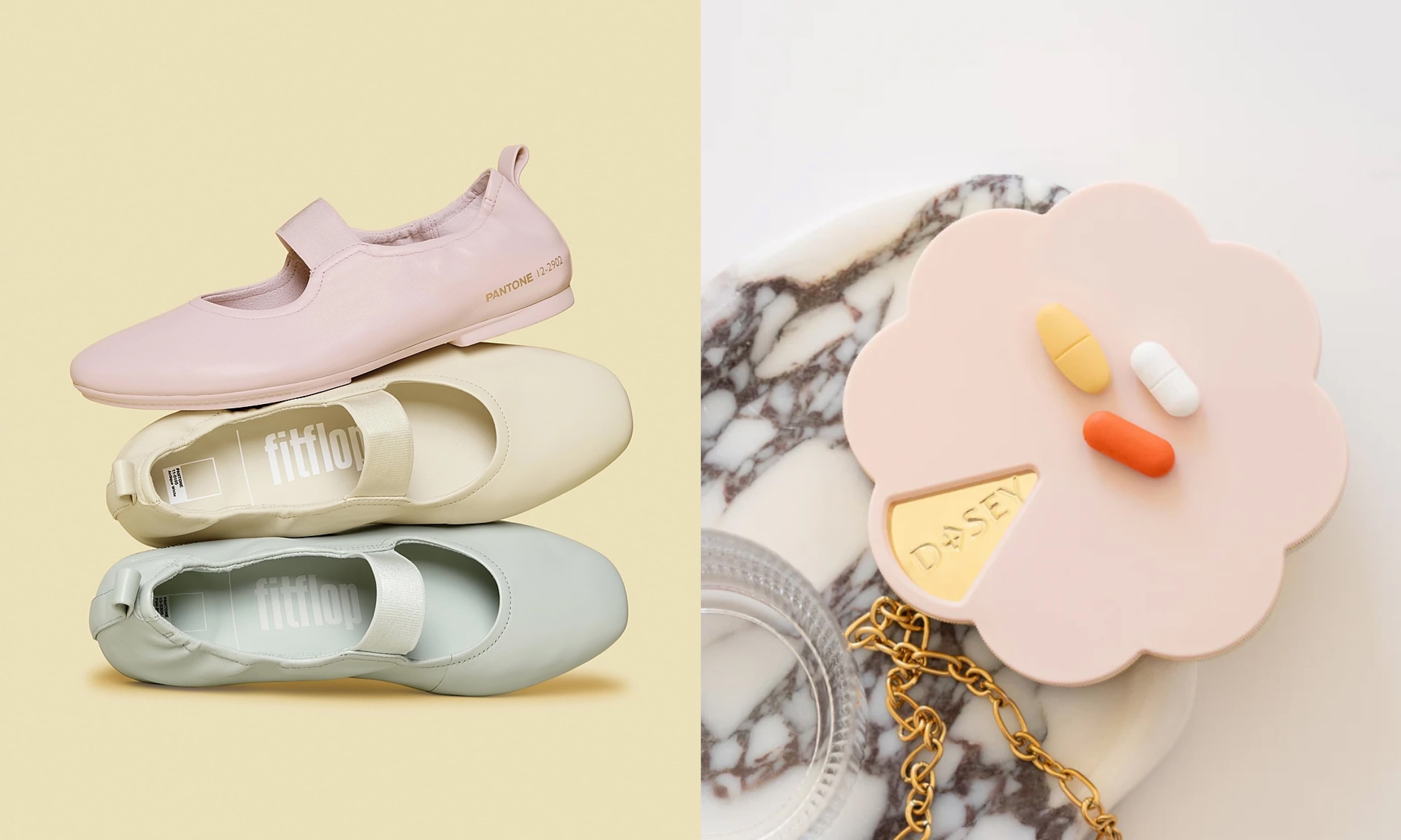 ballet flats, pill case