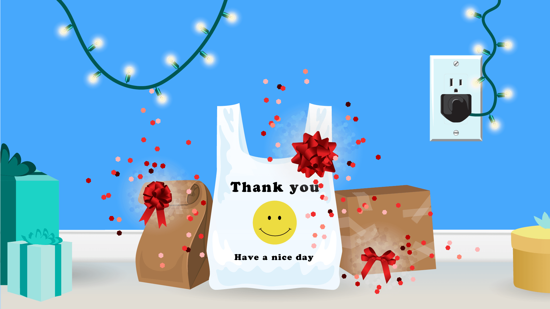 presenting a present - plastic bag