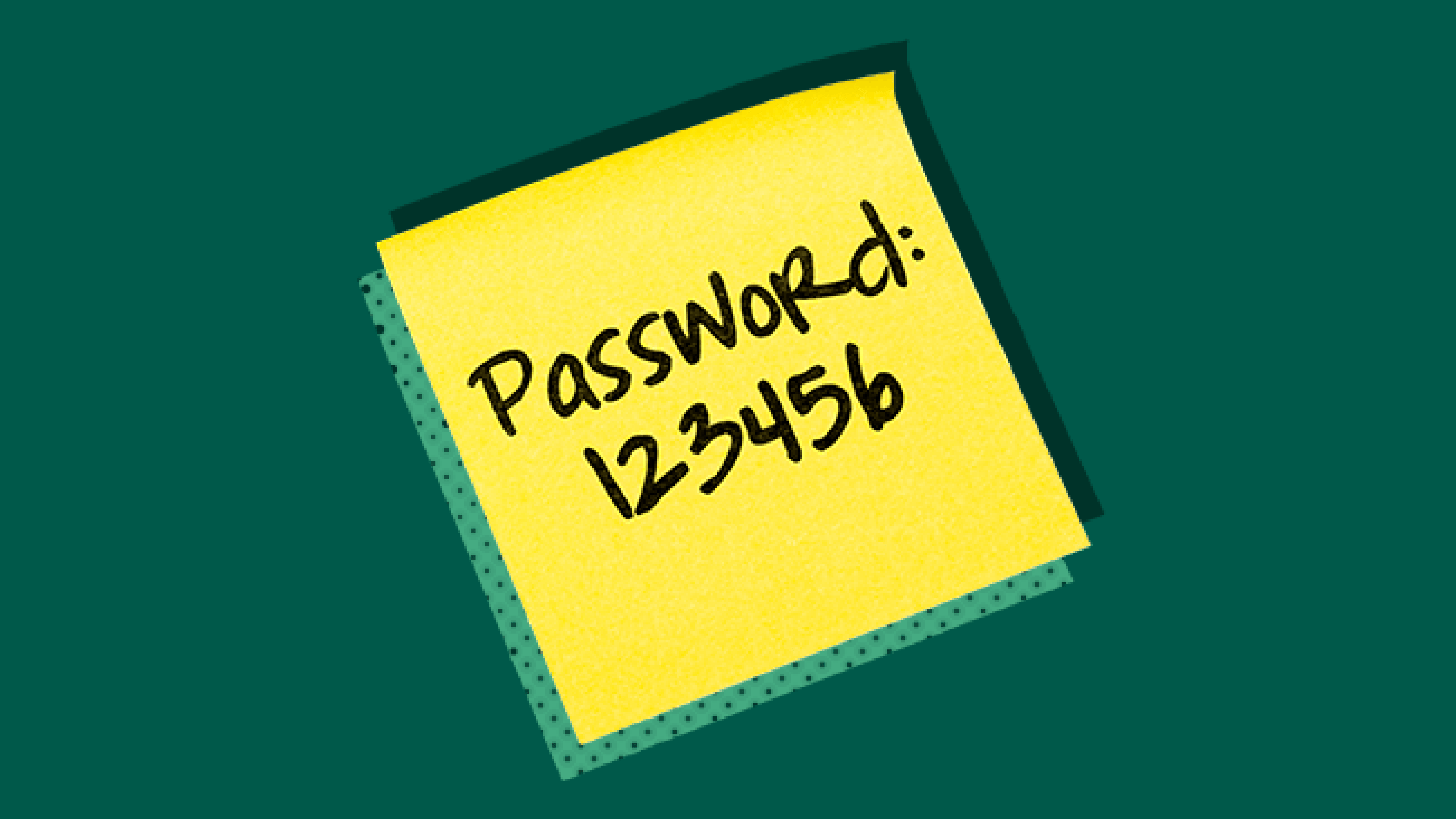 Sticky note with password written on it