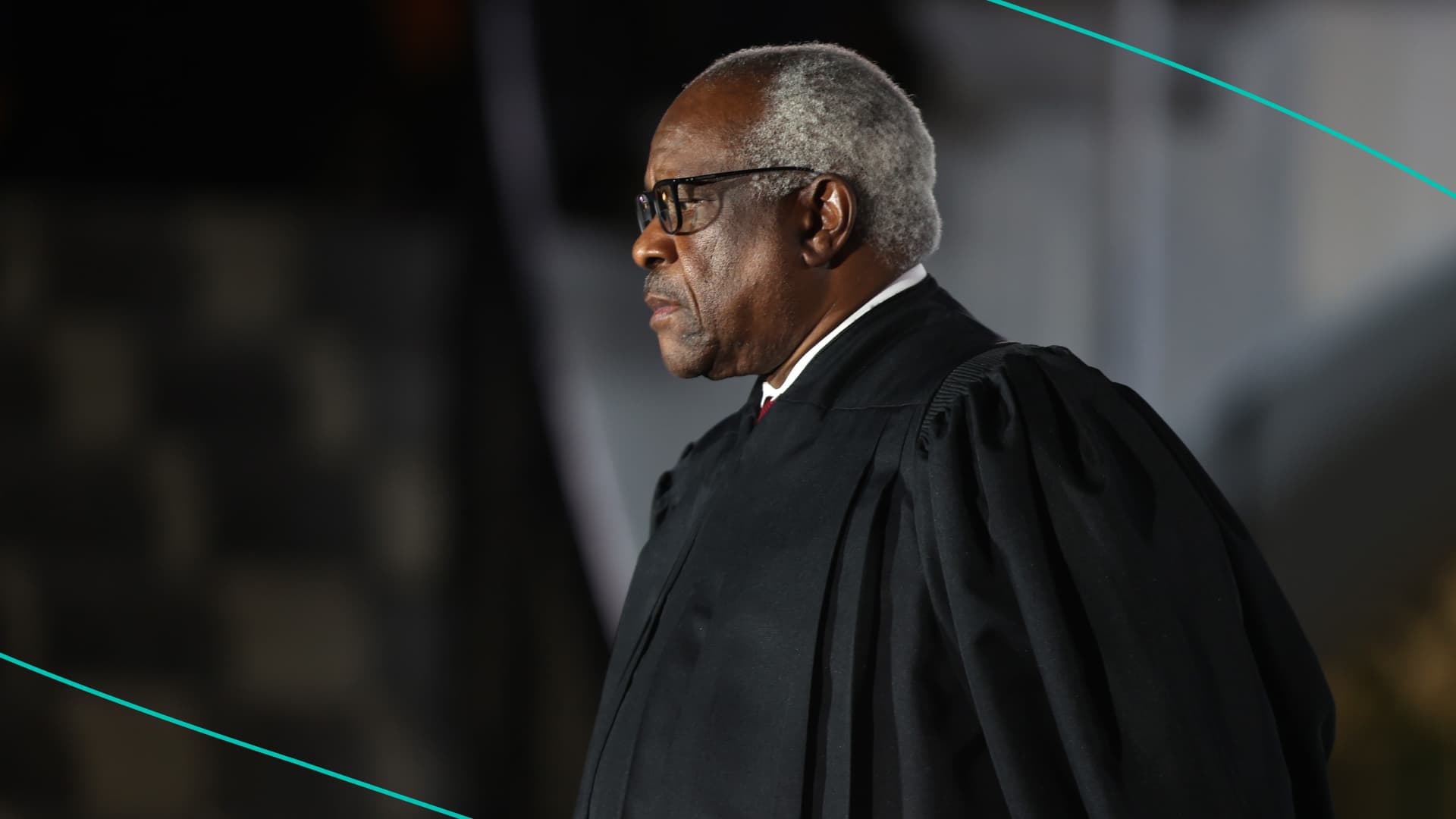 Supreme Court Associate Justice Clarence Thomas attends the ceremonial swearing-in ceremony for Amy Coney Barrett