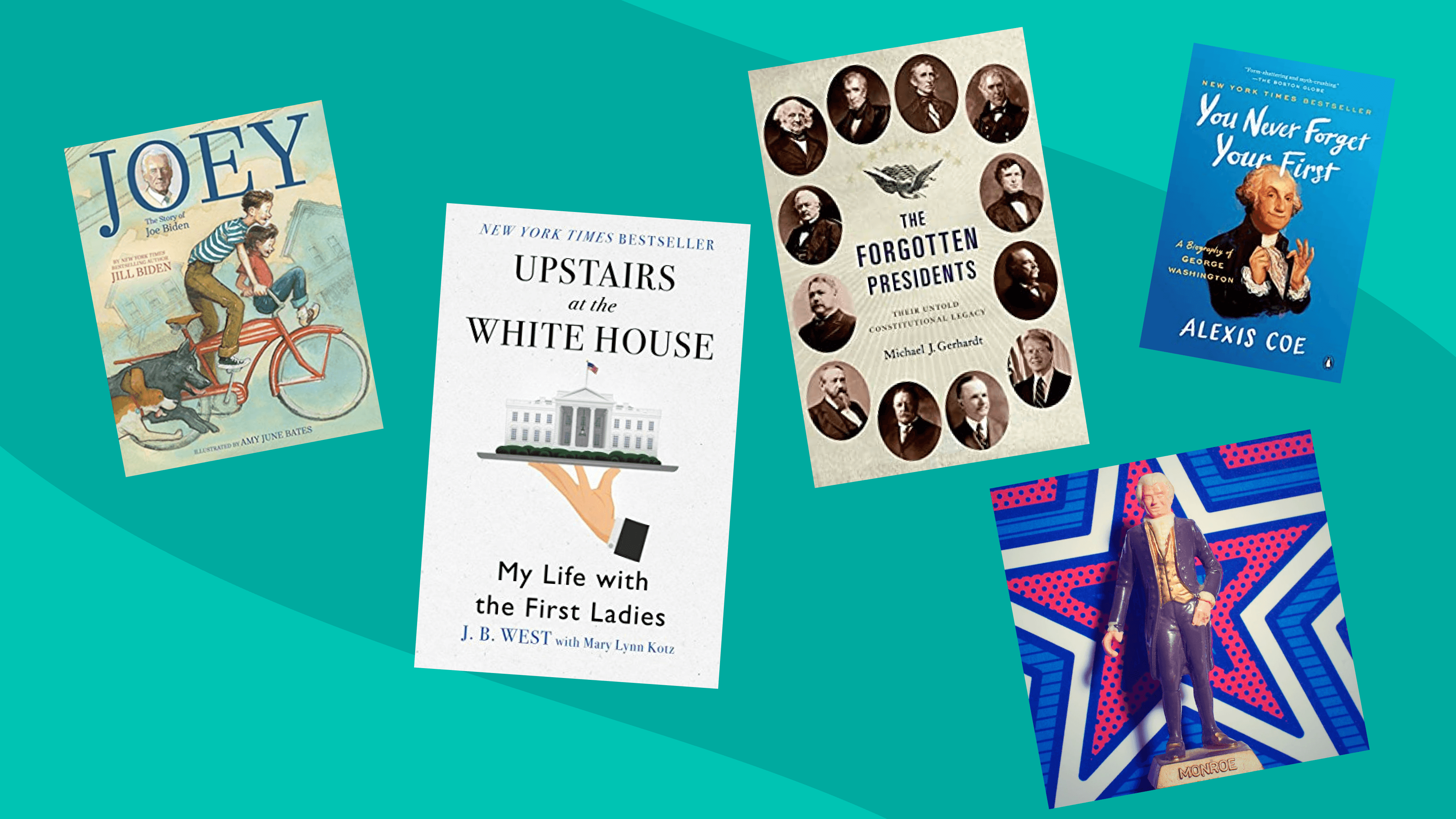 Book covers of Presidents Day reading recommendations