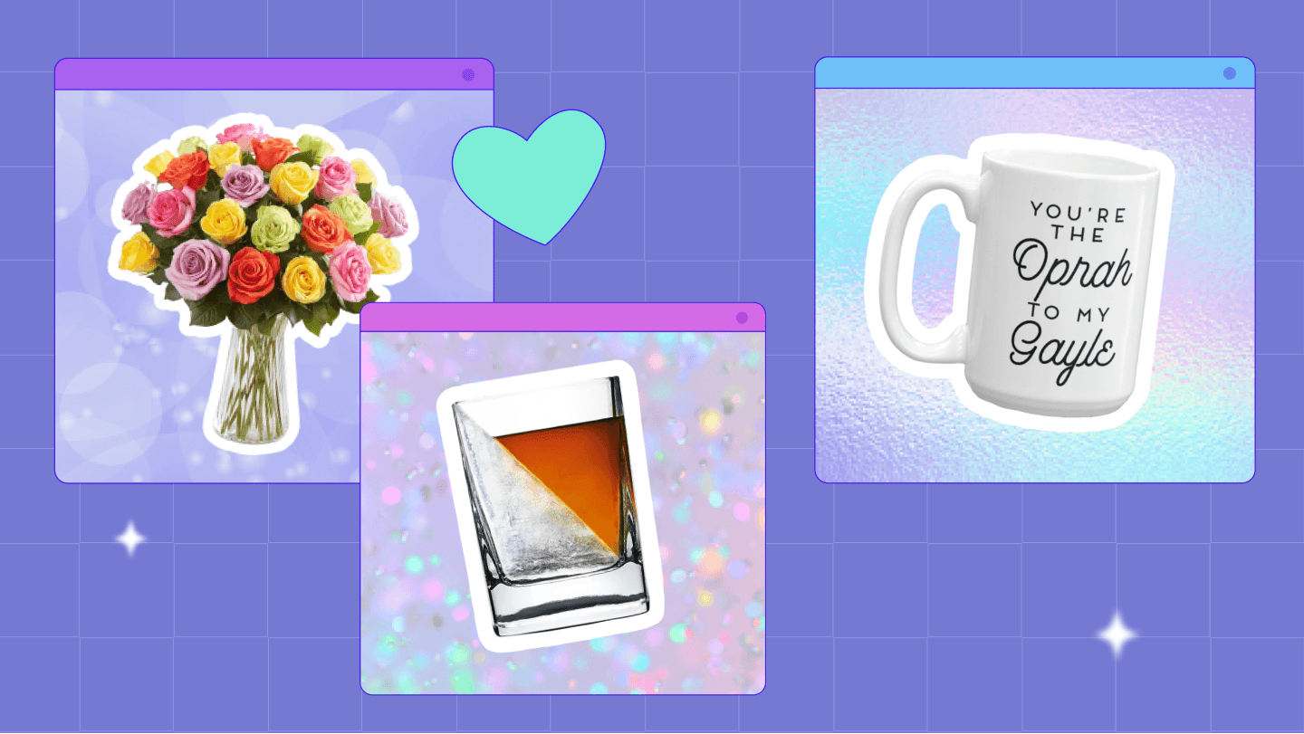 Rose bouquet, shot glass, mug