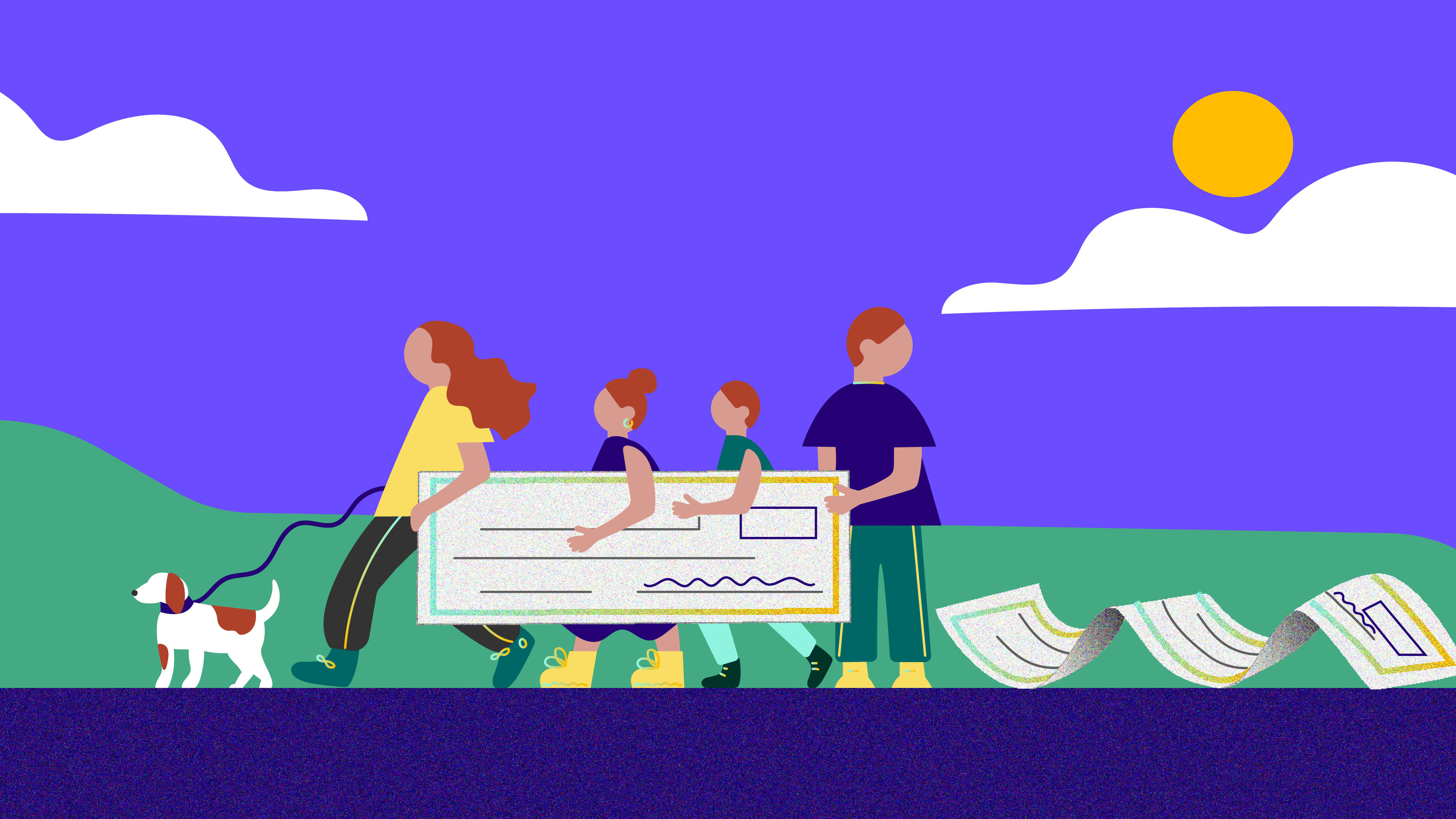 Family dropping a paycheck