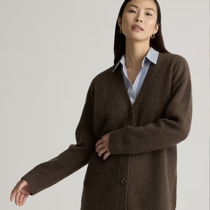 Quince Mongolian Cashmere Oversized Boyfriend Cardigan