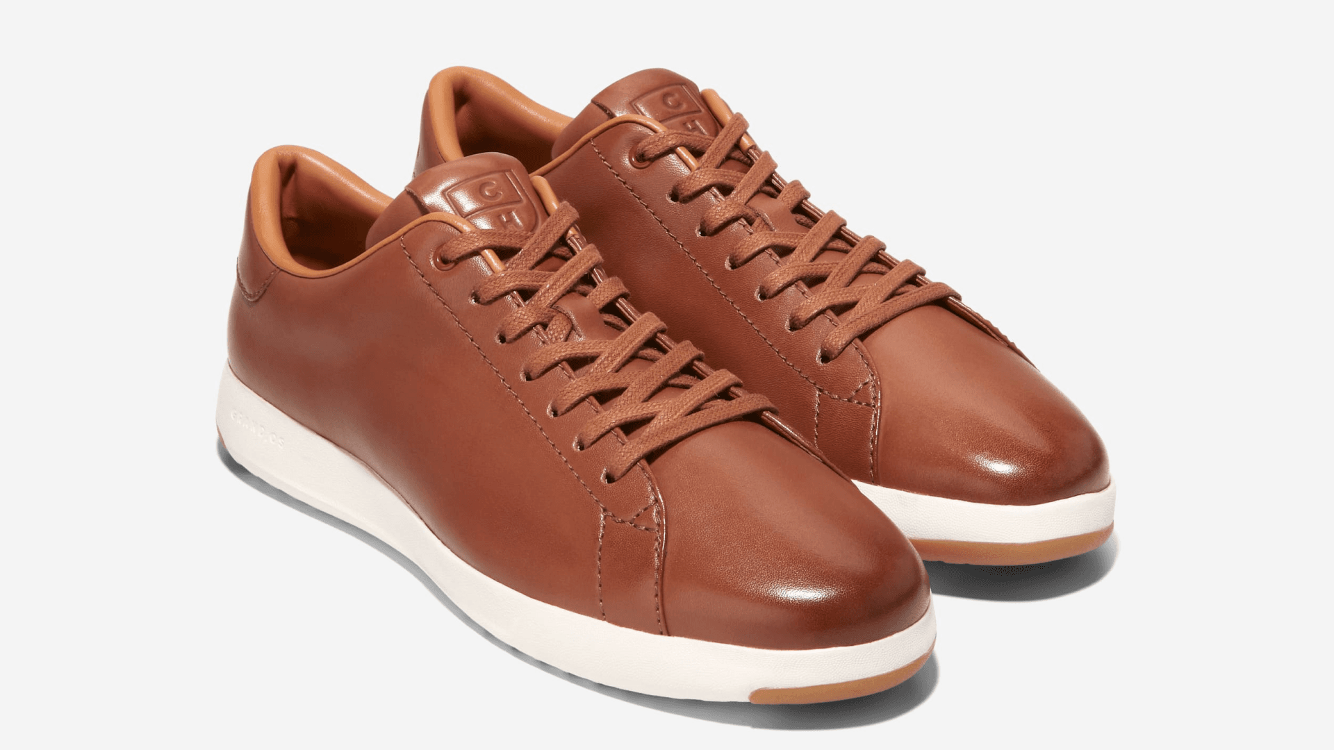 Caramel brown leather sneakers