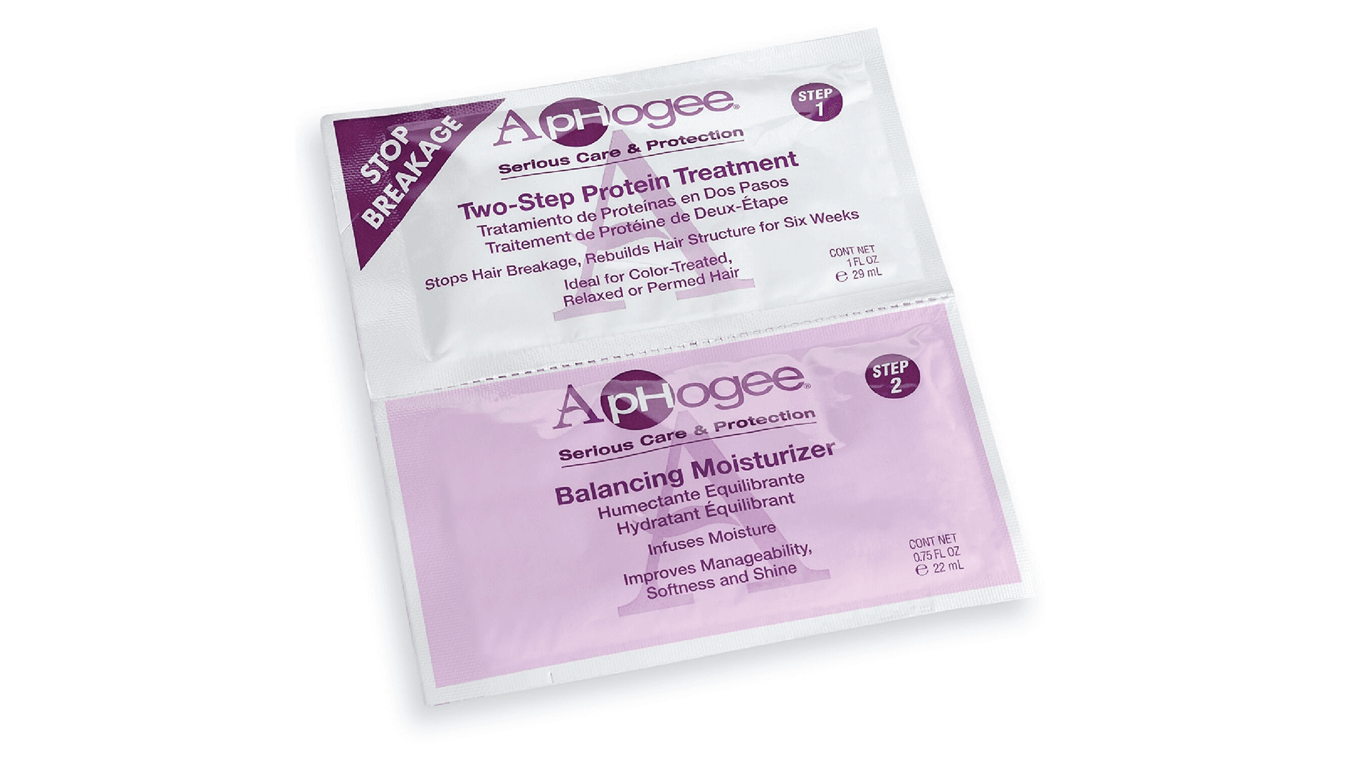 White and lilac packet with deep purple words and accents