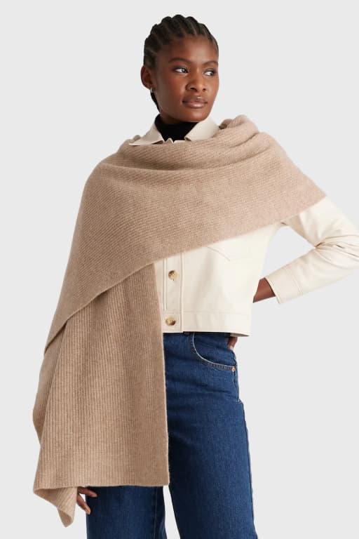 Mongolian Cashmere Ribbed Wrap