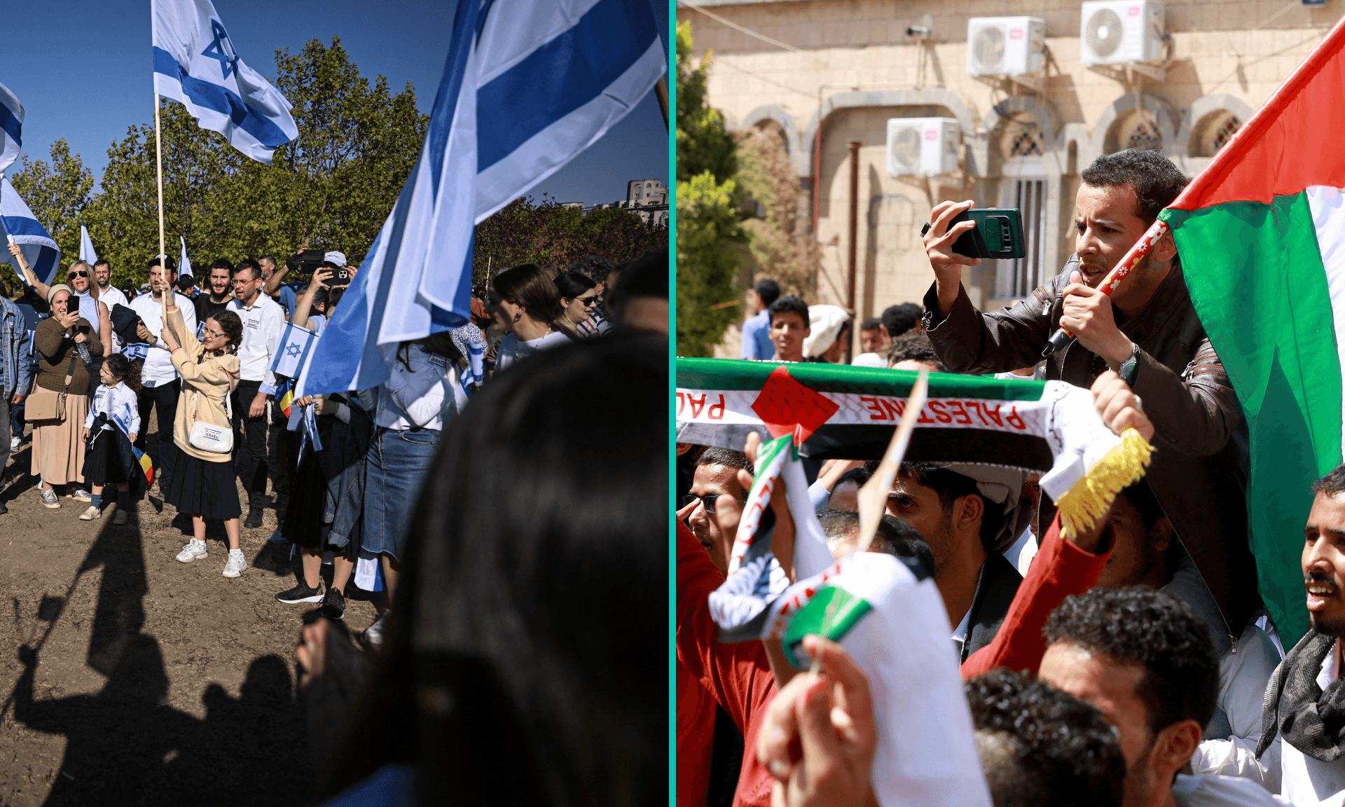 protests in support of israel and palestine