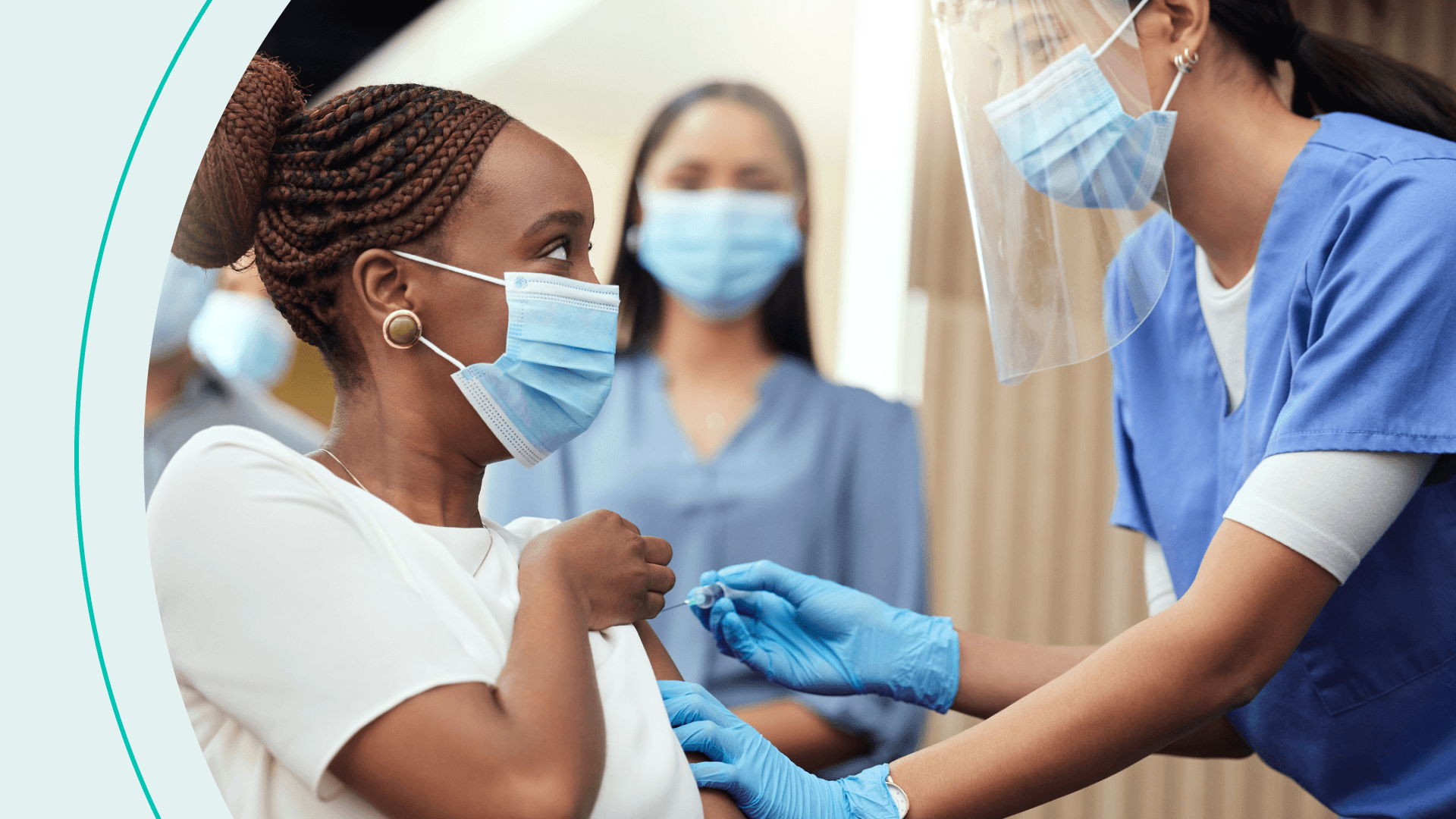 Woman getting COVID-19 vaccine