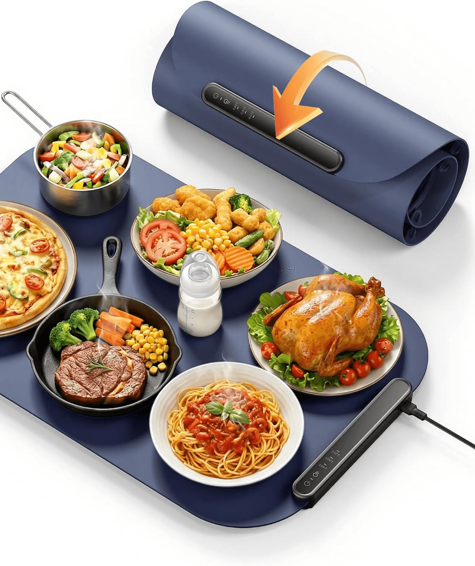 Heating Pad for Food, 24"x16" Silicone Food Warming Mats for Countertop, 3 Temp Settings, Electric Warming Tray for Buffet Servers, Parties, Home and Gatherings