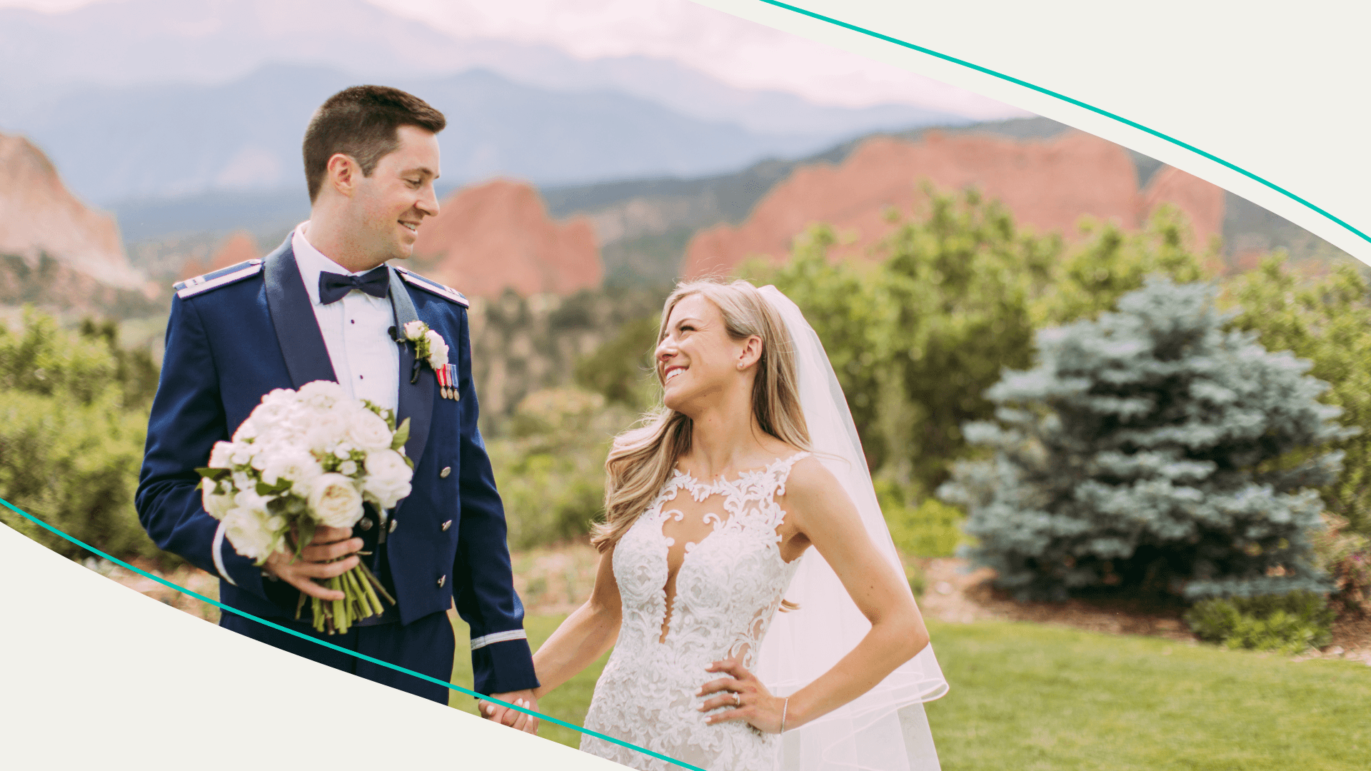 accessibility, bride and groom smiling at each other
