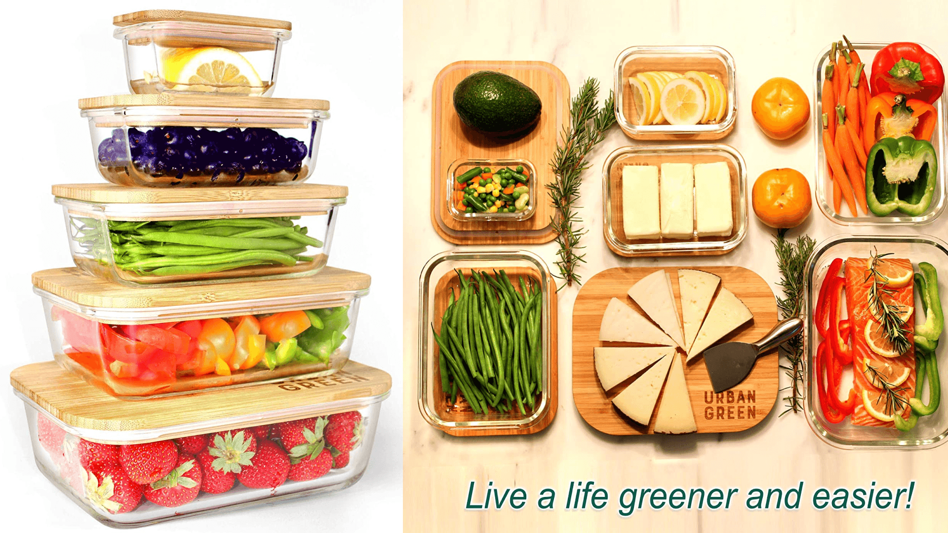 Glass containers with bamboo lids