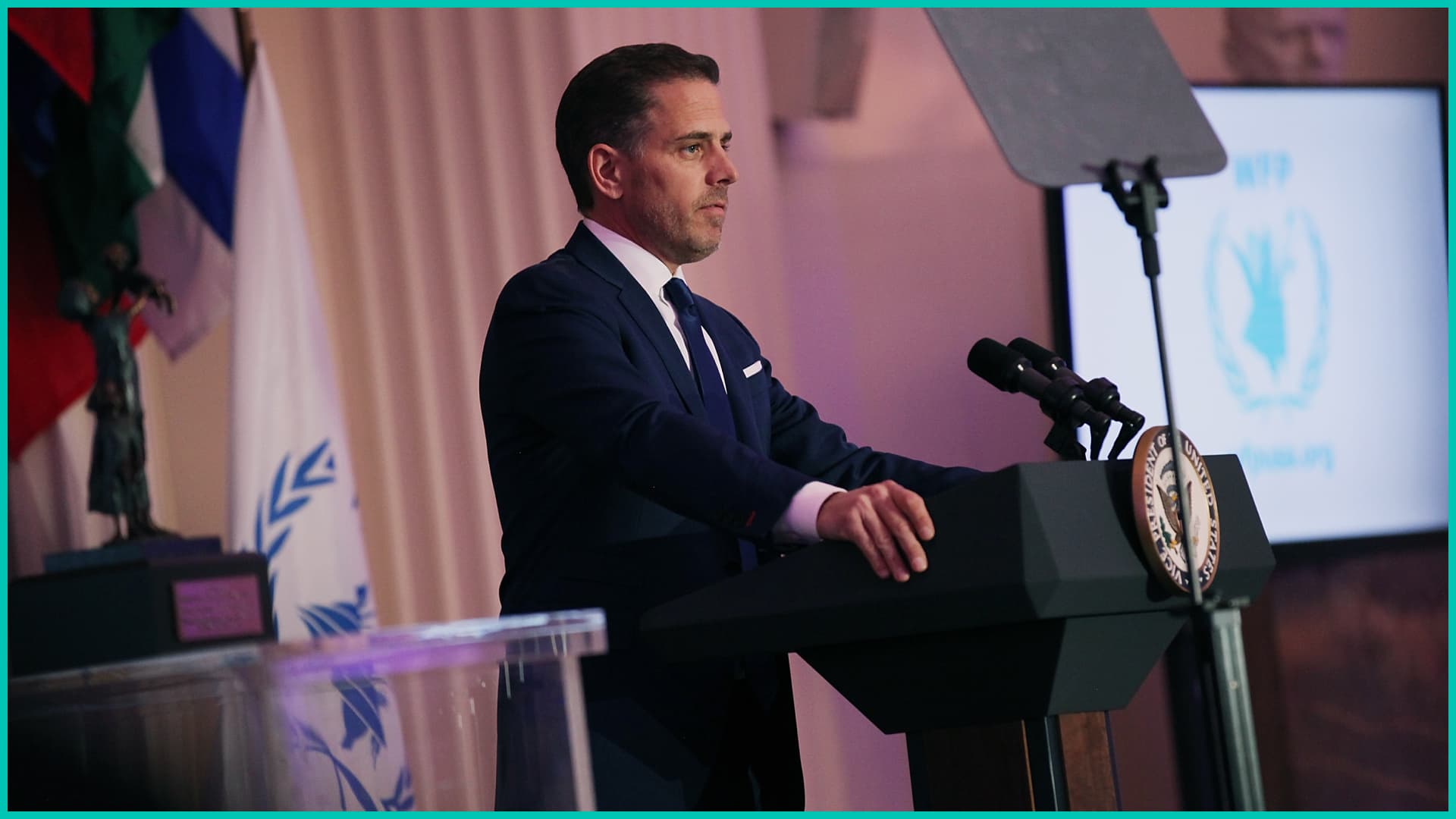 Hunter Biden speaking at a podium