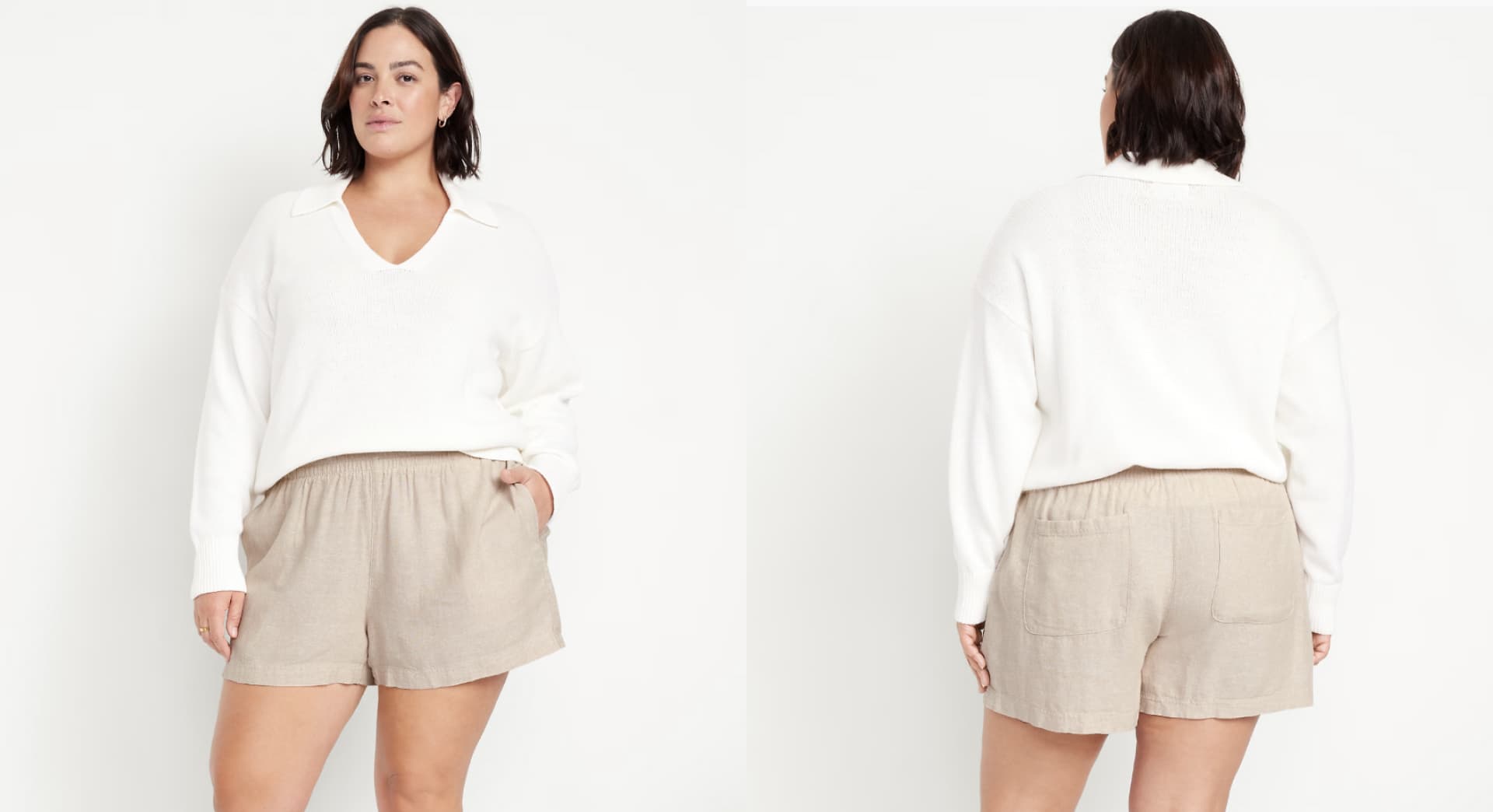 Pull on linen shorts beach
