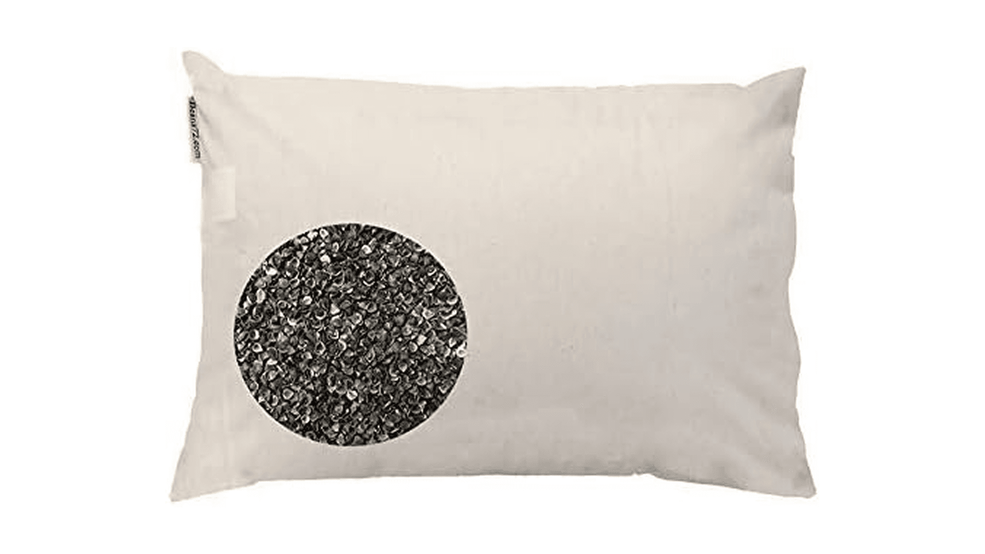 Taupe pillow filled with buckwheat