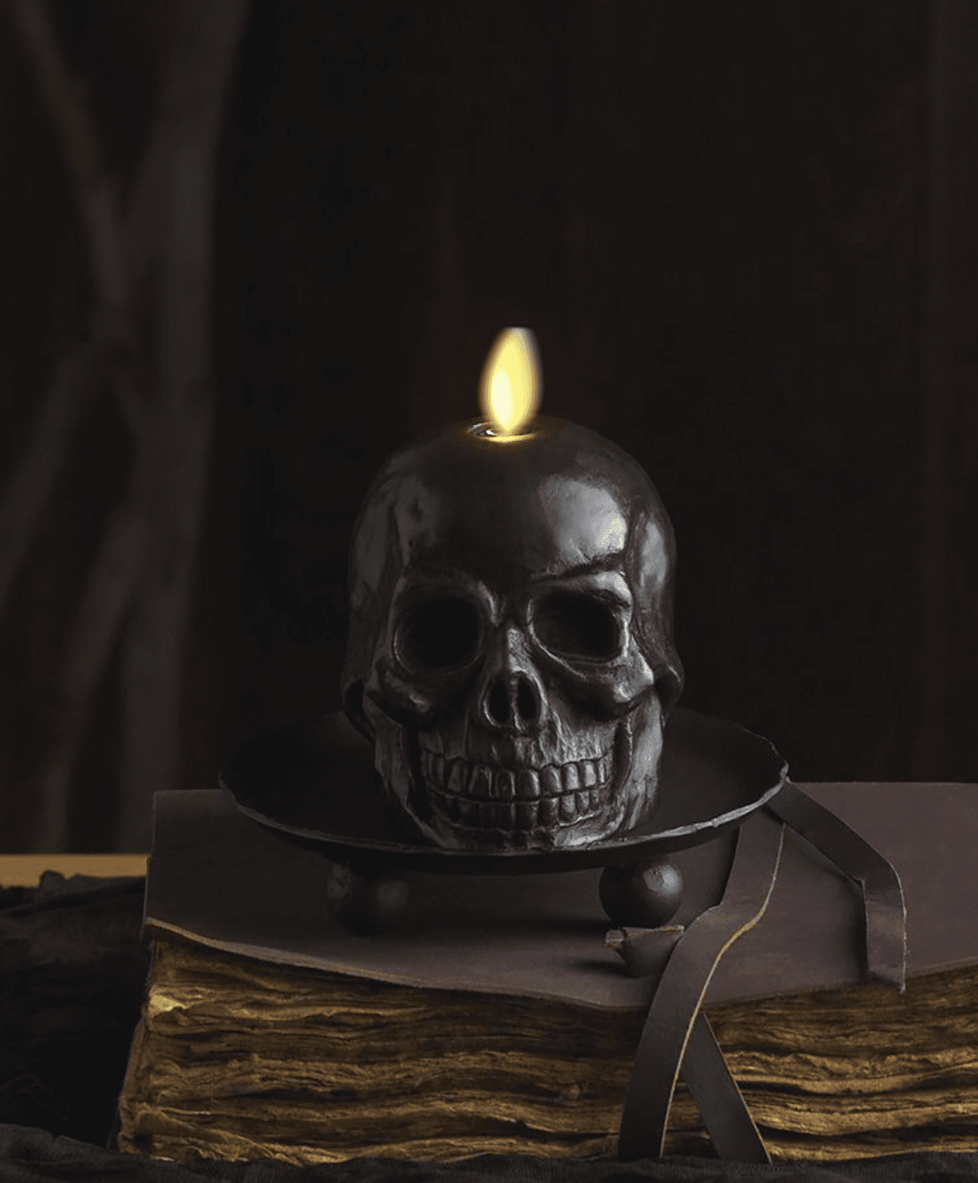 west elm skull candle